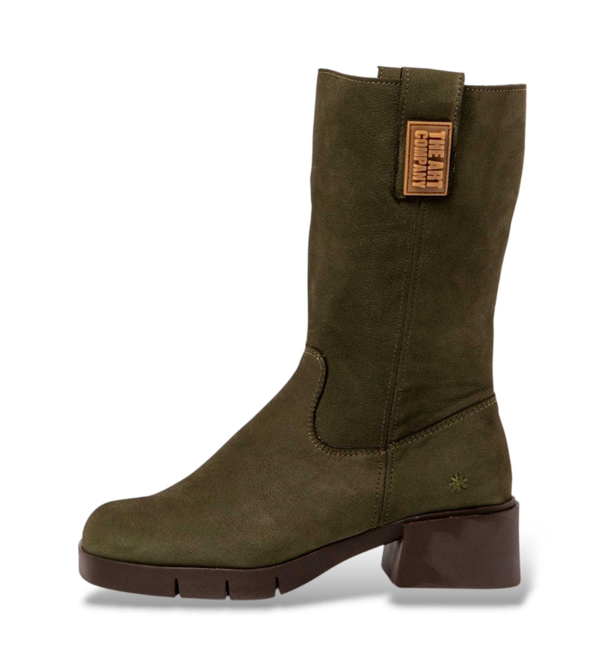 Art für Damen. 112861222003_0G3 Lederstiefel 1286 Varsovia grünbraun (40), 3 bis 5 cm, Nobuck, Reißverschluss, Lässig