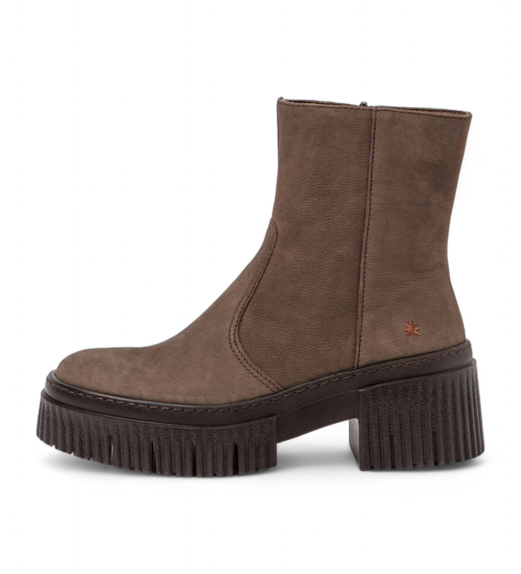 Art für Damen. 113741212003_012 Lederstiefeletten 1374 braun (40), 3 bis 5 cm, Reißverschluss, Lässig