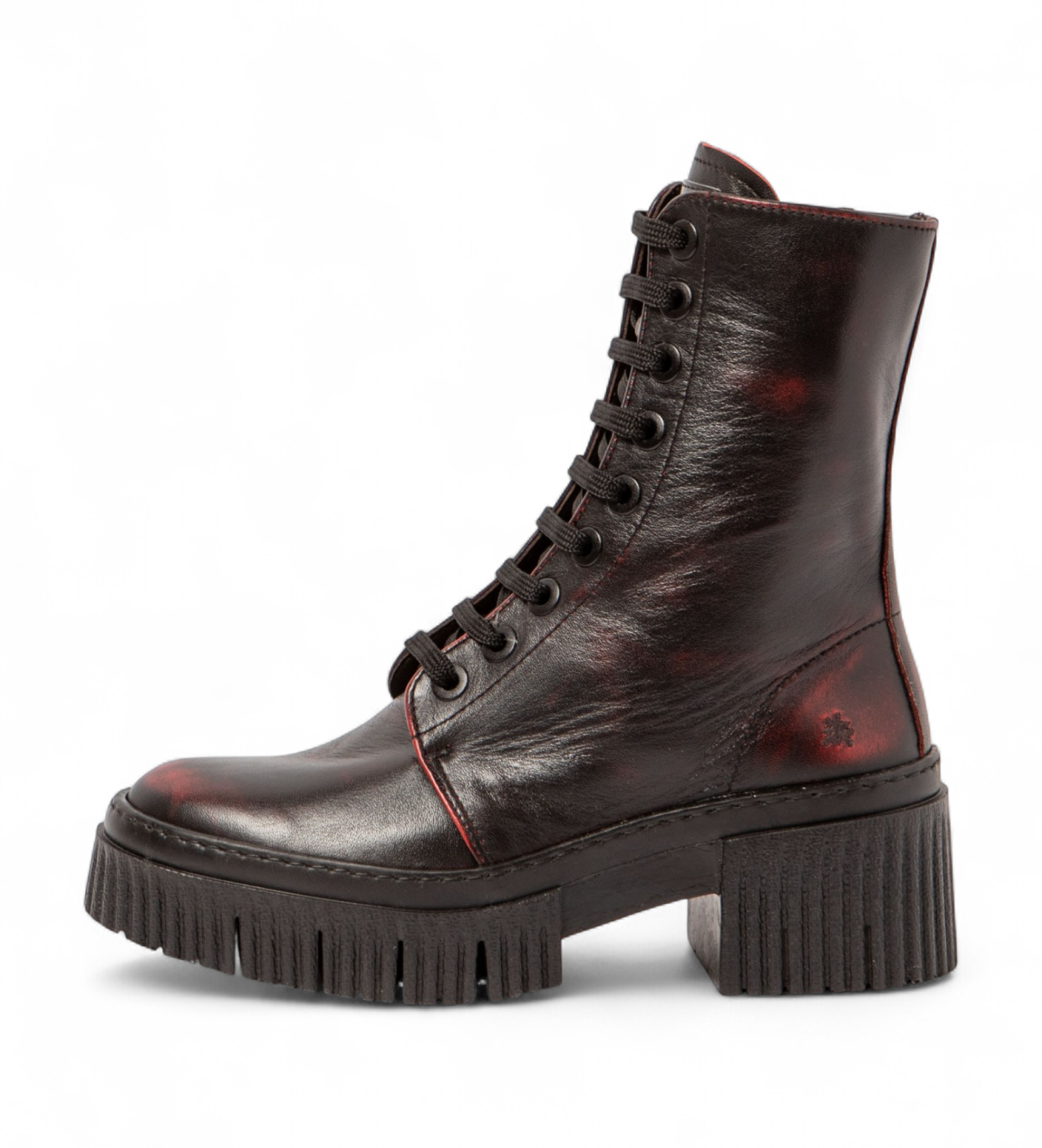 Art für Damen. 1137513F4003_008 Leder-Stiefeletten 1375 York kastanienbraun (41), 3 bis 5 cm, Schnürsenkel, Lässig