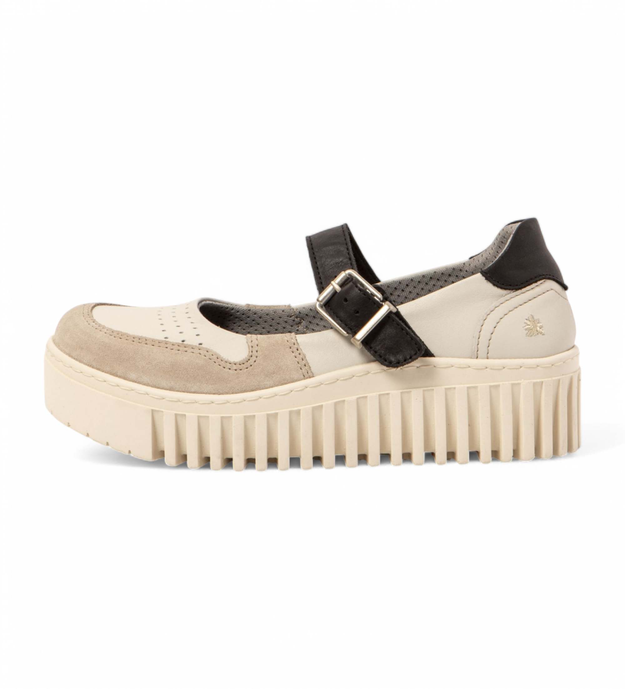 Art für Damen. 1151511VI003_0MU Lederschuhe 1515 Brighton beige, schwarz (41), 3 bis 5 cm, Schnalle, Lässig
