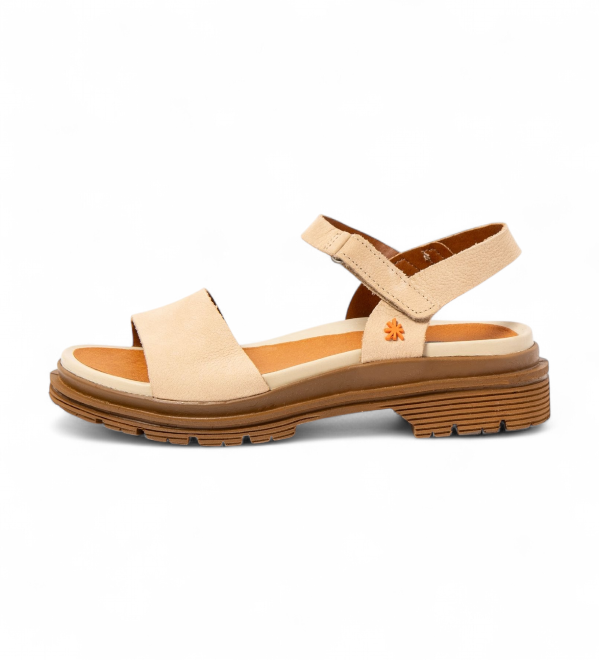 Artvoor vrouwen. 1154831GA003_0MU Leren sandalen 1548 Birmingham beige (36), Leer, Plat, 1 tot 3 cm, Klittenband, Casual