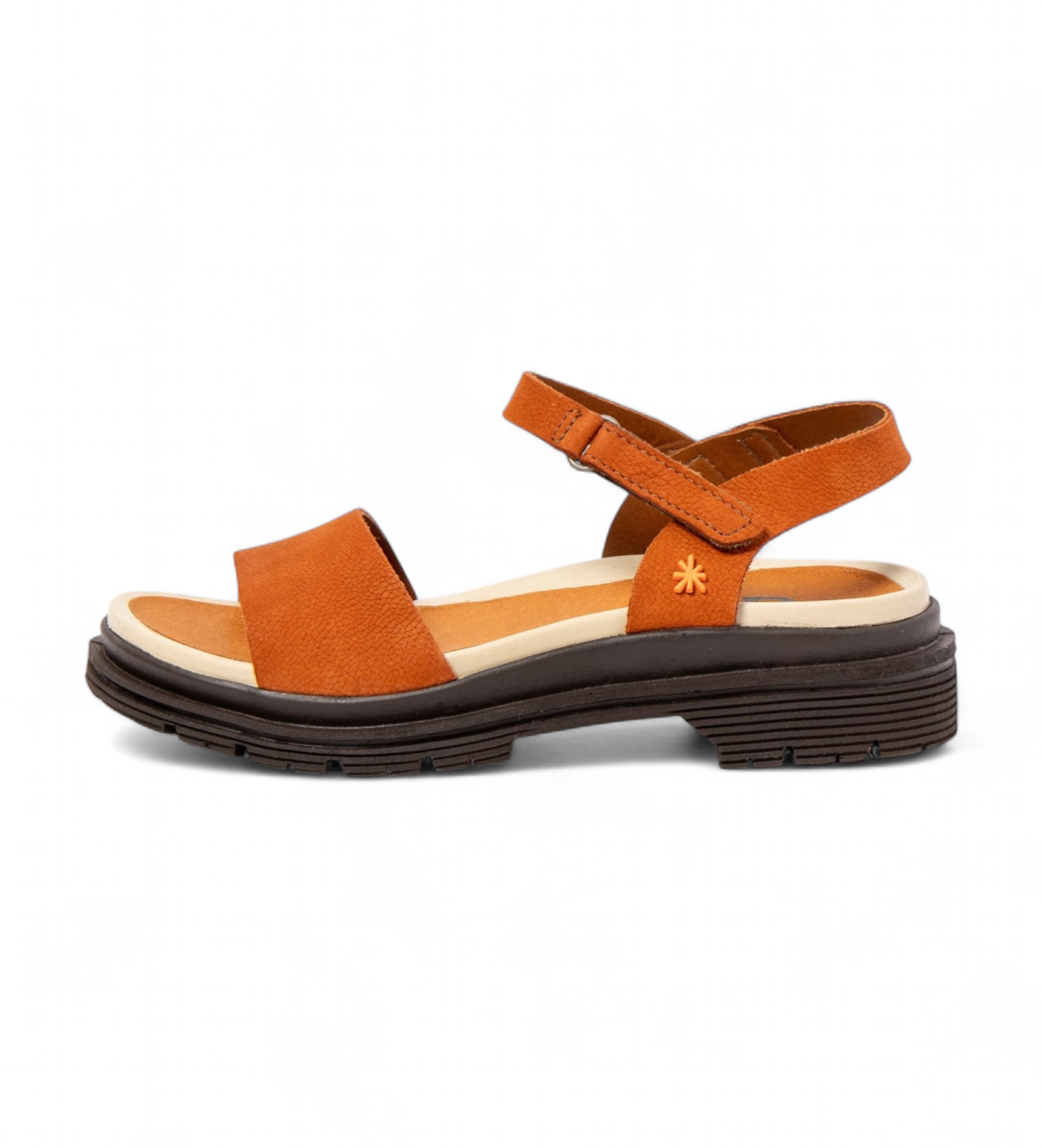 Artvoor vrouwen. 1154831GM003_0MU Leren sandalen 1548 Birmingham (41), Leer, Bruin, Plat, 1 tot 3 cm, Klittenband, Casual