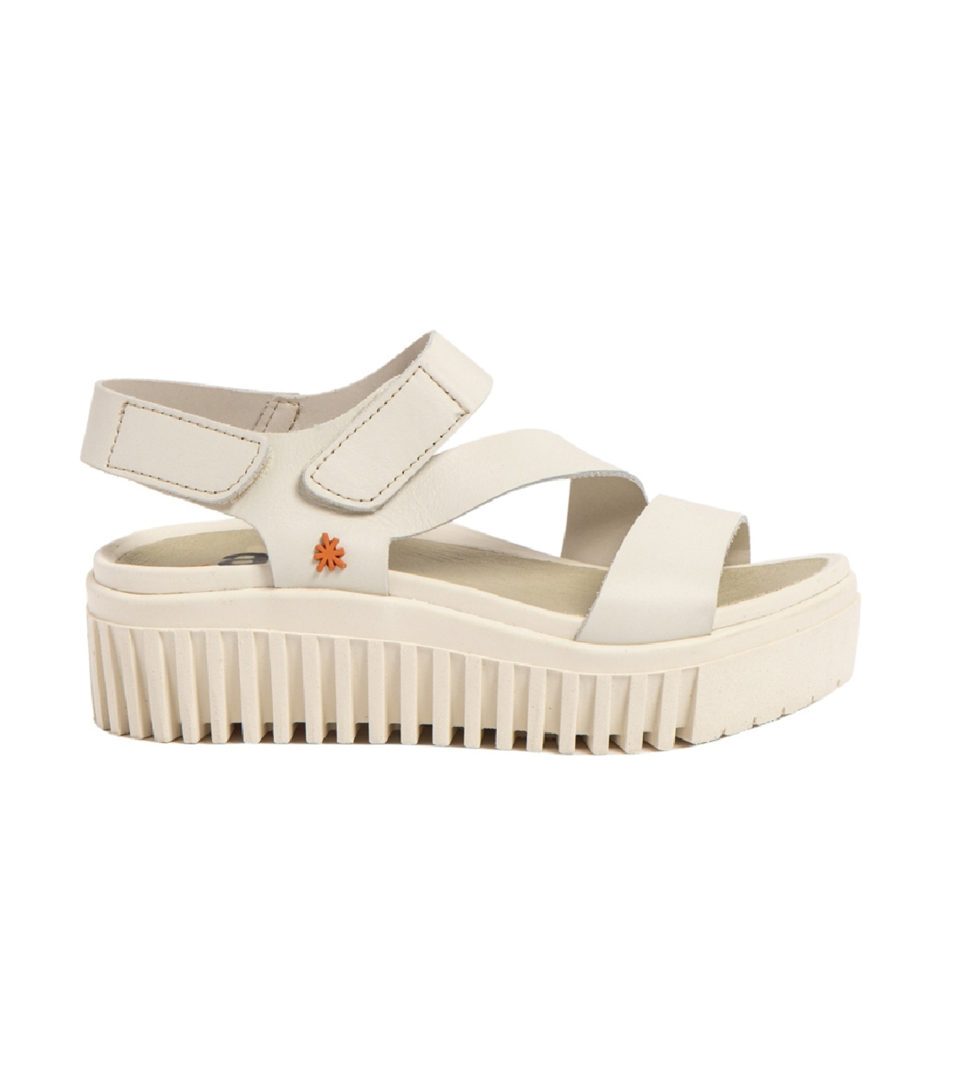 Art für Damen. 1157321ZZ003_020 Ledersandalen 1573 Brighton beige (41), 3 bis 5 cm, Klettverschluss, Lässig