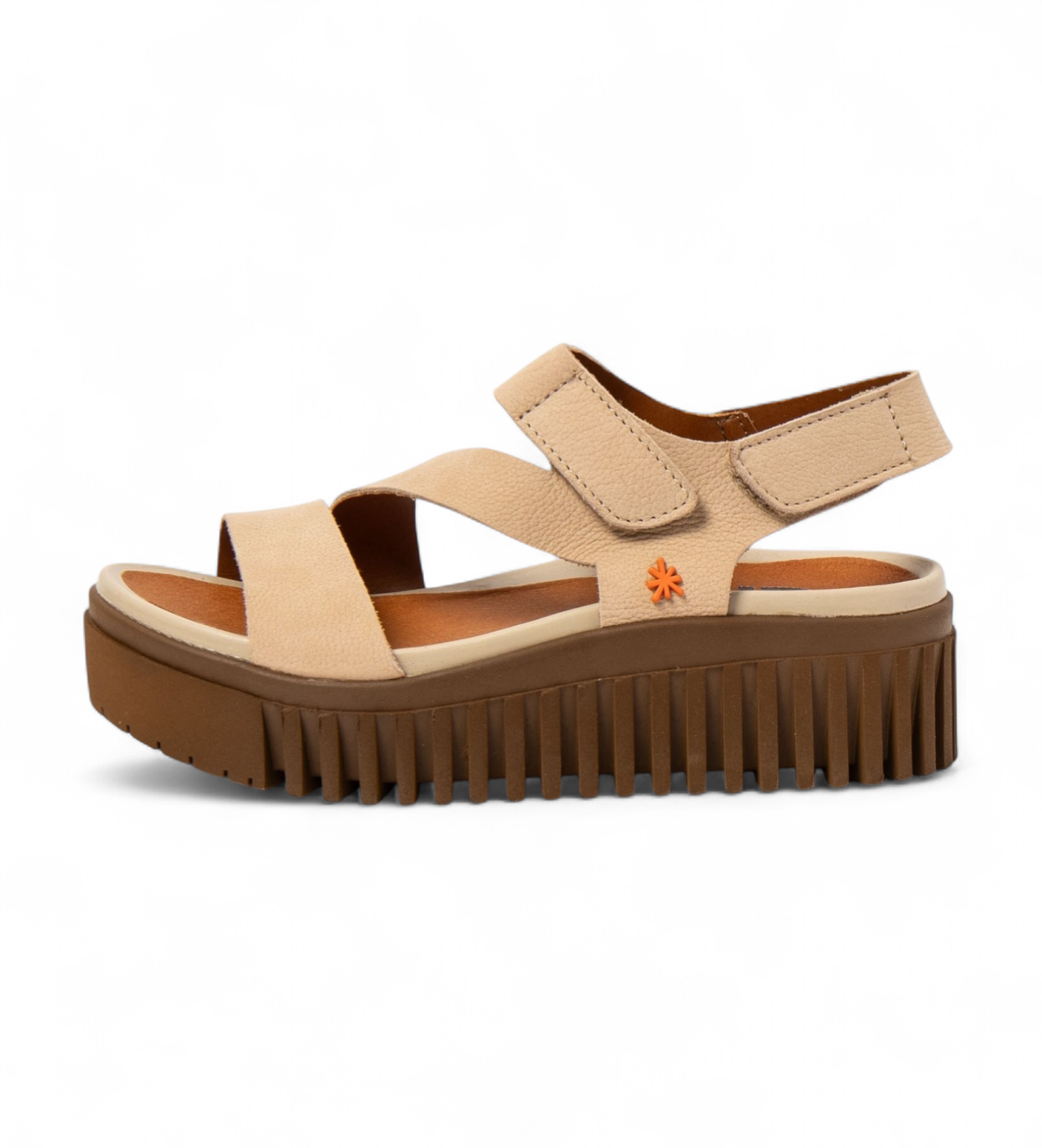 Art für Damen. 1157331GA003_0MU Leder-Sandalen 1573 Brighton beige (41), 3 bis 5 cm, Klettverschluss, Lässig