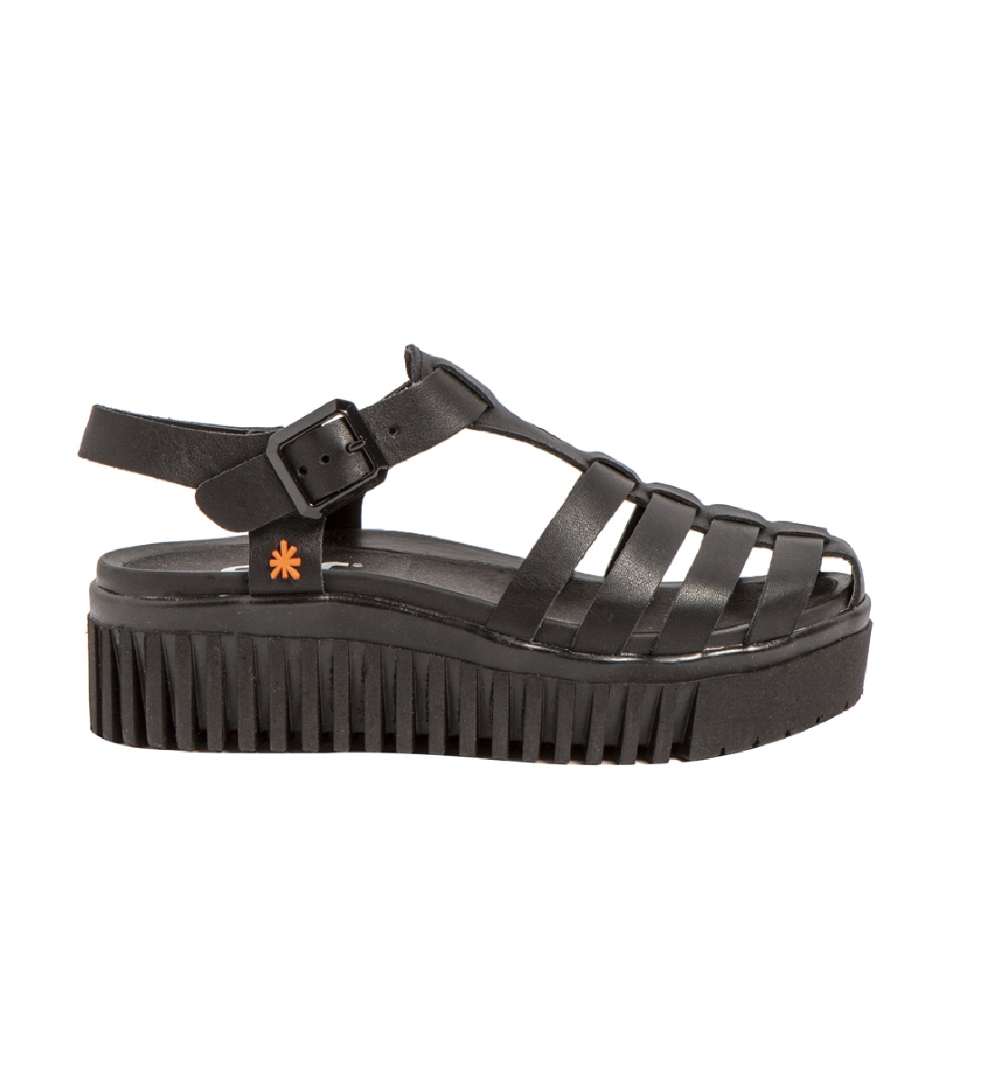Art für Damen. 115752101003_001 Leder-Sandalen 1575 Brighton schwarz (40), 3 bis 5 cm, Schnalle, Lässig