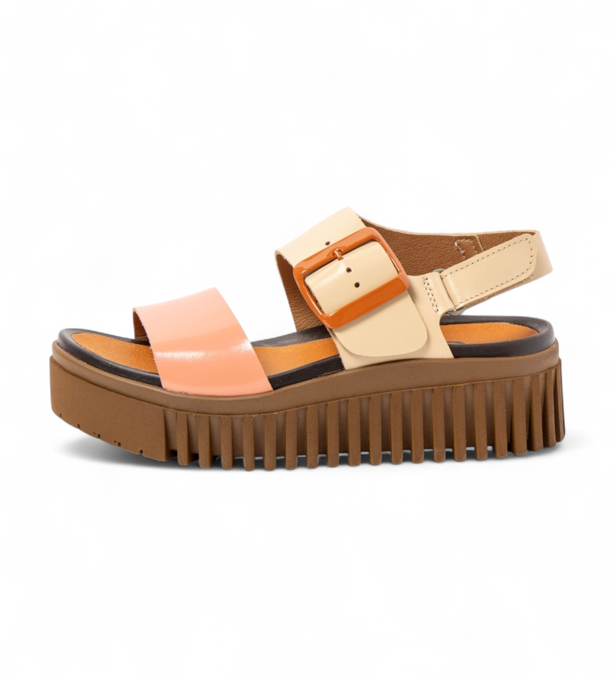 Art für Damen. 1157831F4003_0MU Ledersandalen 1578 Brighton koralle (36), 3 bis 5 cm, Schnalle, Lässig, Mehrfarbig
