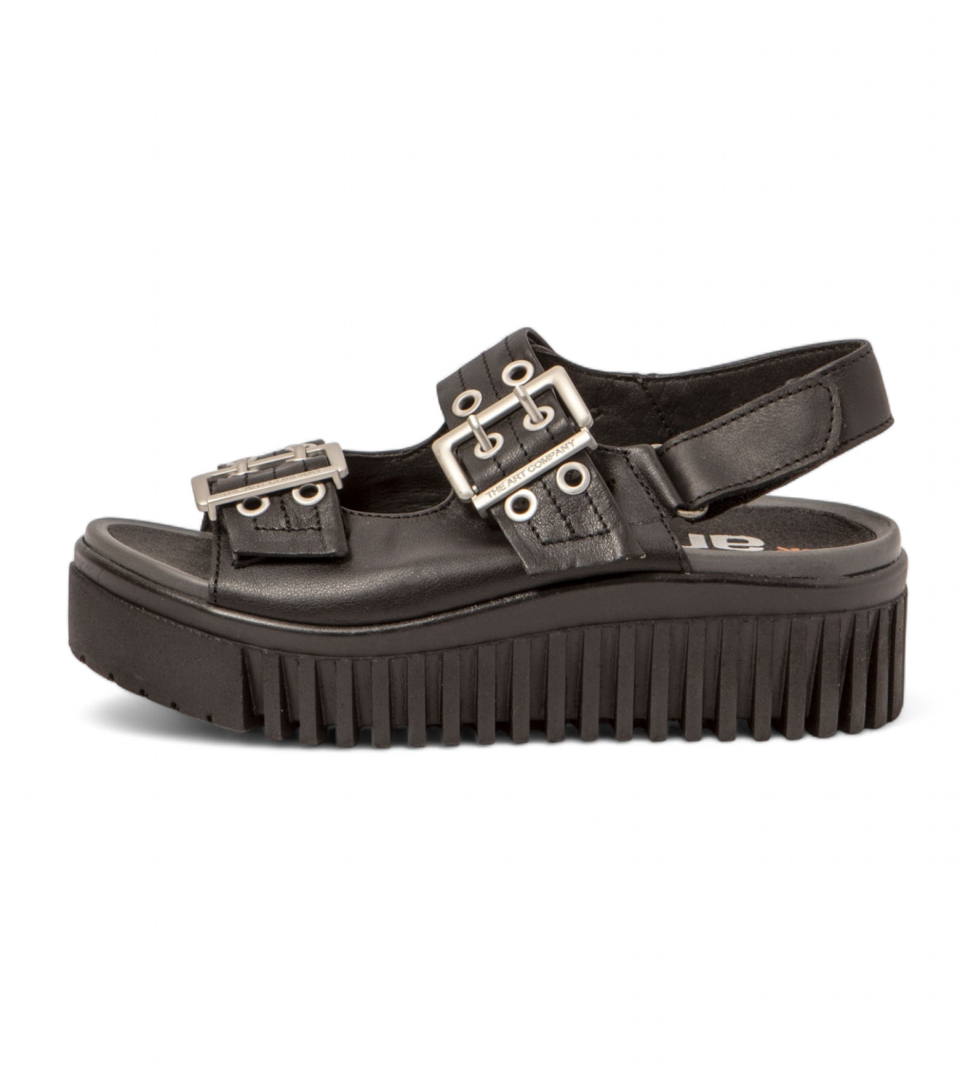 Art für Damen. 115791101003_001 Ledersandalen 1579 Brighton schwarz (41), 3 bis 5 cm, Schnalle, Lässig
