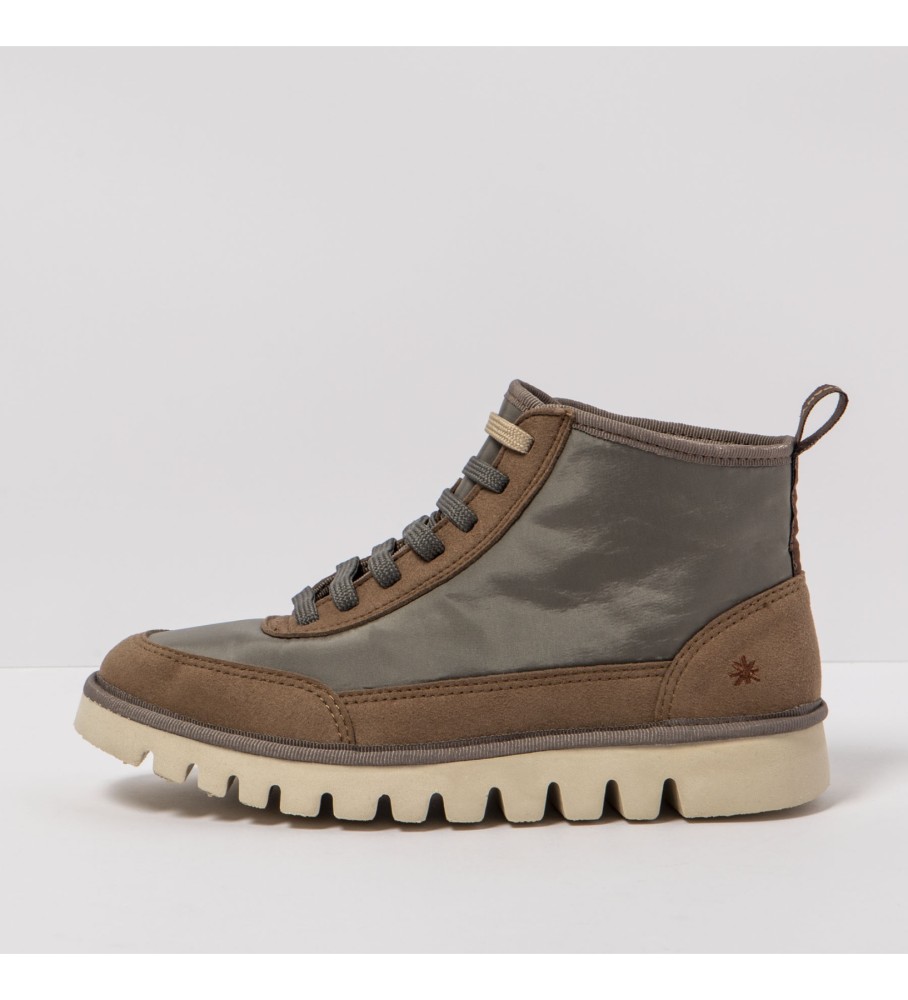 Art Unisex. 115851120003_020 Graue Lederstiefeletten (37), Beige, Wohnung, 1 bis 3 cm, Schnürsenkel, Lässig