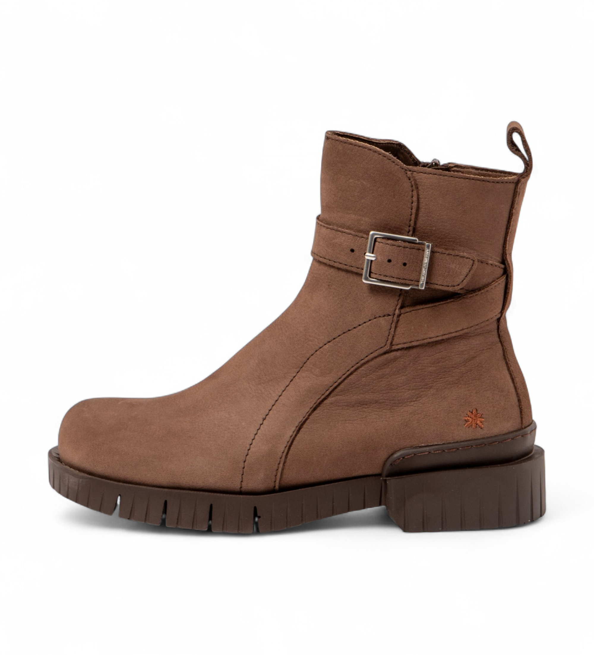 Art für Damen. 118371212003_012 1837 Brauner Oxford-Stiefel aus Leder (38), Wohnung, 1 bis 3 cm, Reißverschluss, Lässig
