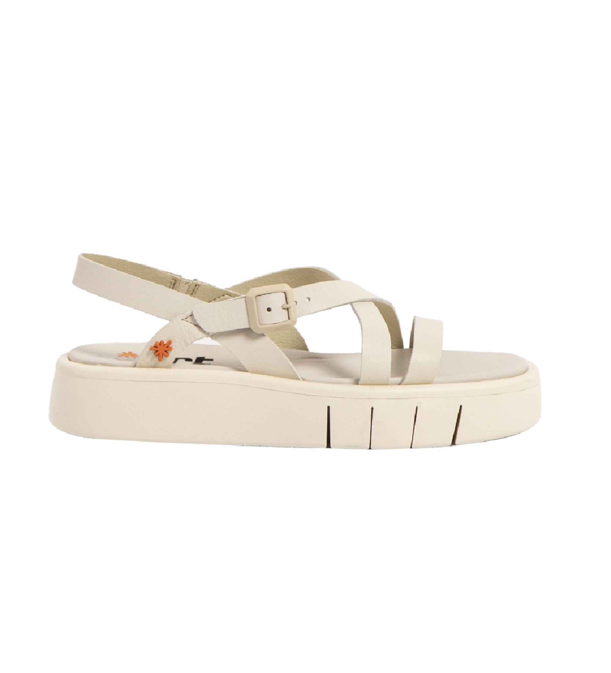 Art für Damen. 1185311ZZ003_020 Ledersandalen 1853 Malaga beige (36), Wohnung, 3 bis 5 cm, Schnalle, Lässig