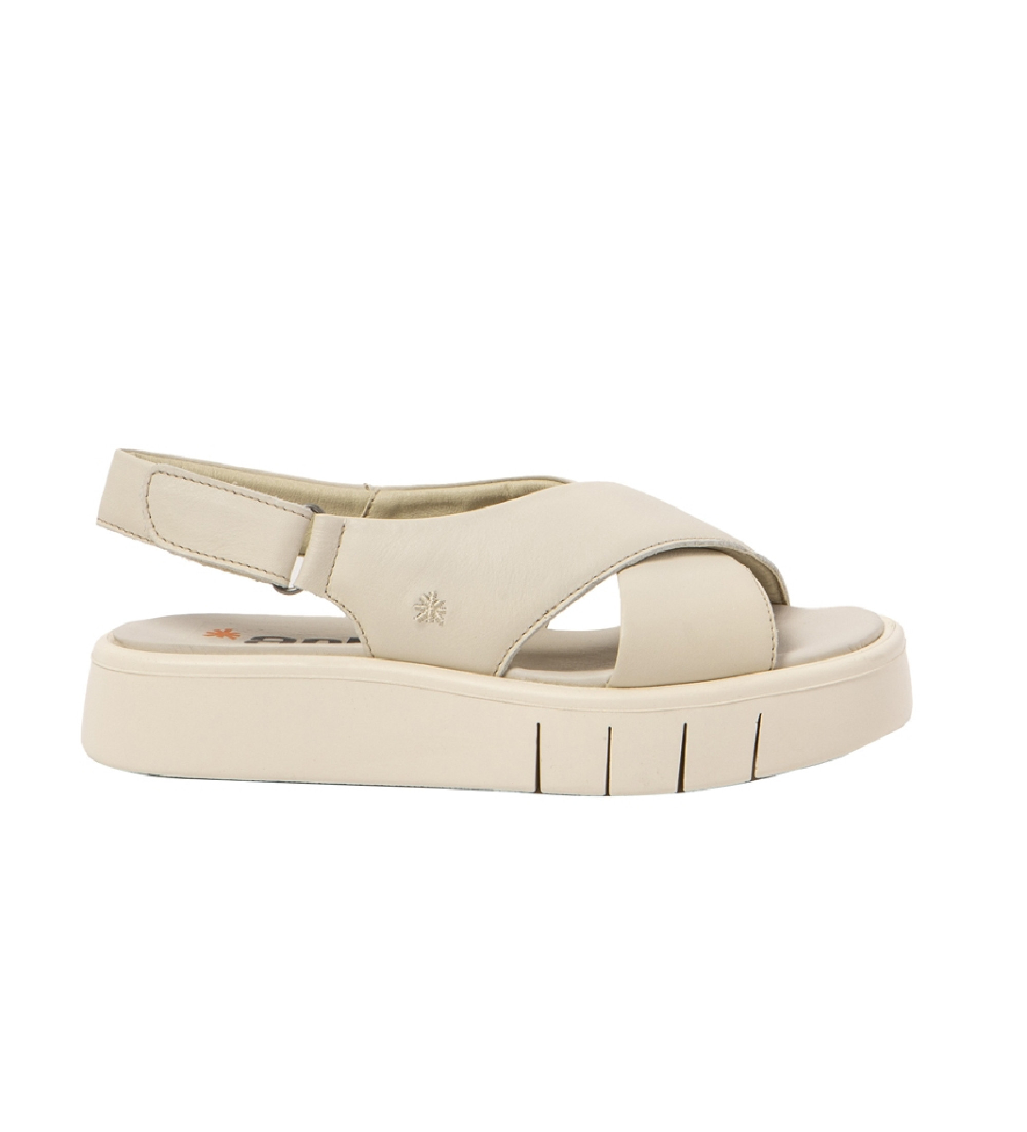 Art für Damen. 1185511ZZ003_020 Ledersandalen 1855 Malaga beige (36), 3 bis 5 cm, Klettverschluss, Lässig