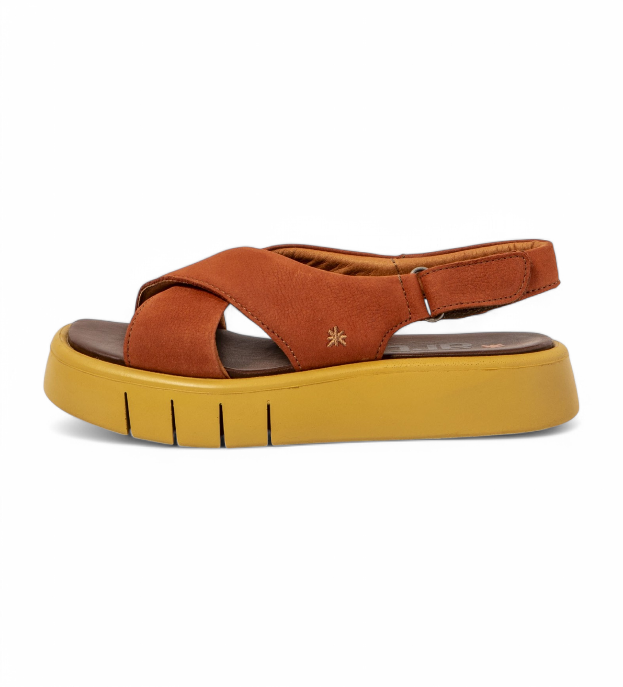 Artvoor vrouwen. 1185512MH003_006 Leren sandalen 1855 Malaga oranje (40), Leer, 3 tot 5 cm, Klittenband, Casual