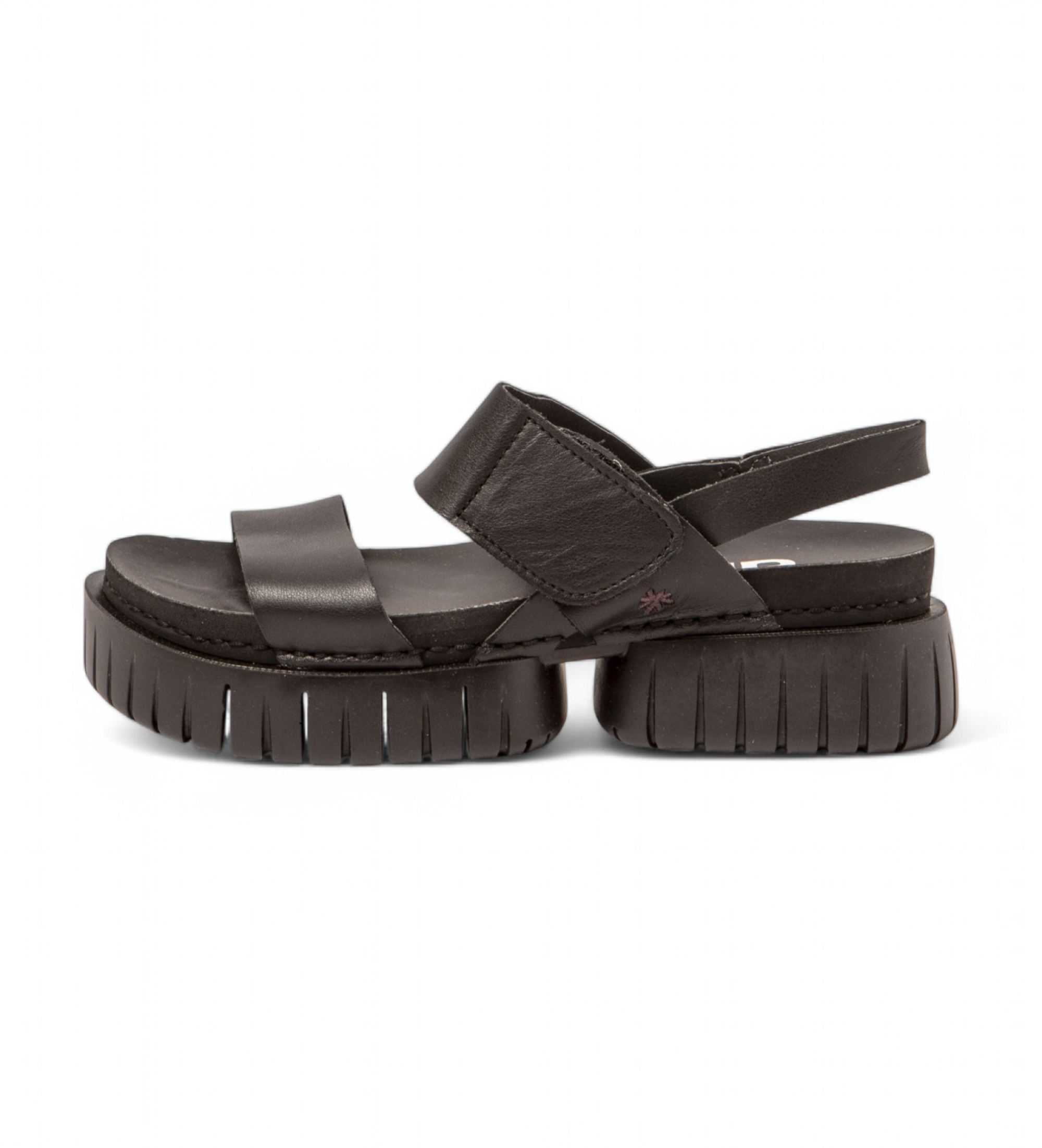 Art für Damen. 118811101003_001 1881 Madeira Ledersandalen schwarz (38), 3 bis 5 cm, Klettverschluss, Lässig