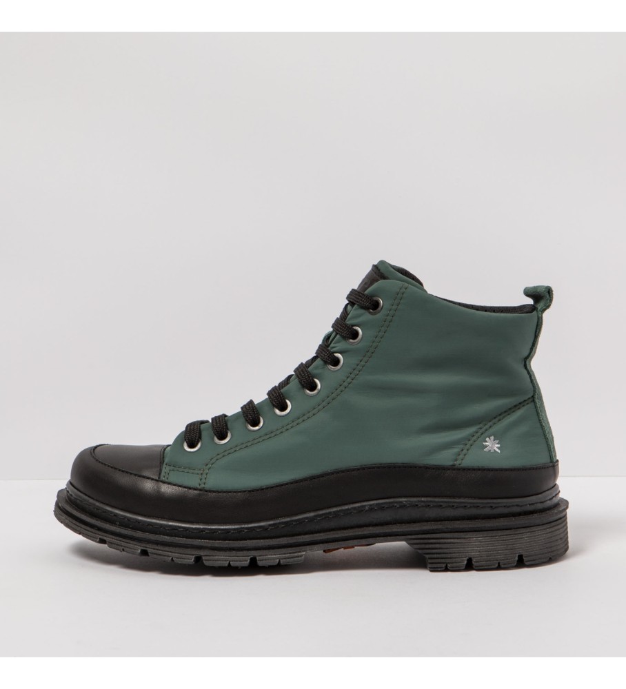 Art Unisex. 1189511UN003_001 Dunkelgrüne Lederstiefeletten (44), Wohnung, 1 bis 3 cm, Schnürsenkel, Lässig