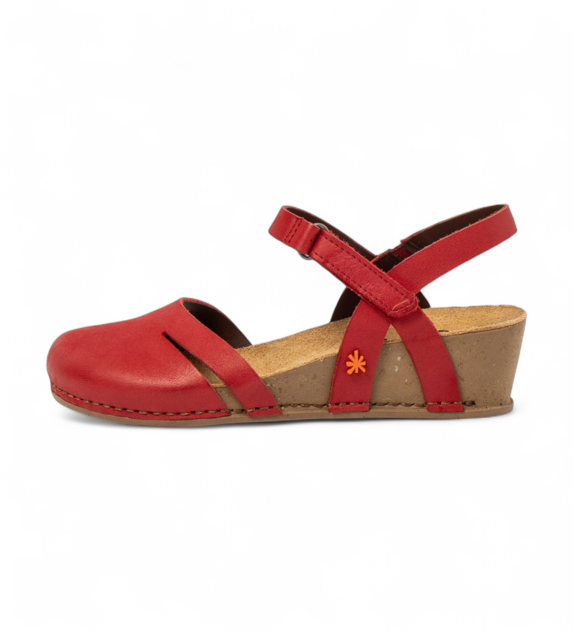 Artvoor vrouwen. 119314108003_008 Leren sandalen 1931 Levend rood (42), Leer, 3 tot 5 cm, Klittenband, Casual
