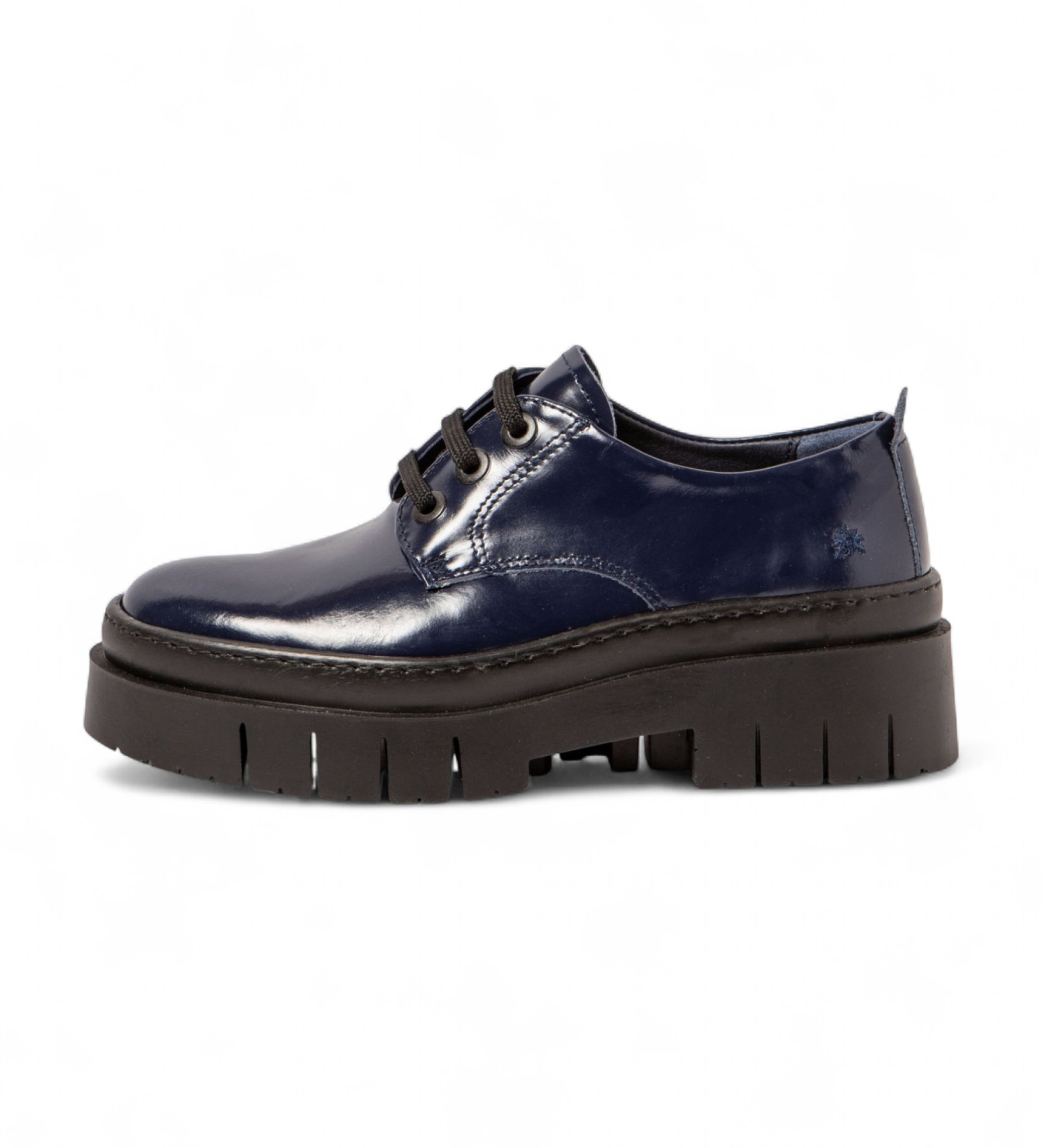 Art für Damen. 119521466003_0B0 Lederschuhe 1952 Amberes schwarz (39), Wohnung, 1 bis 3 cm, Schnürsenkel, Lässig, Marine