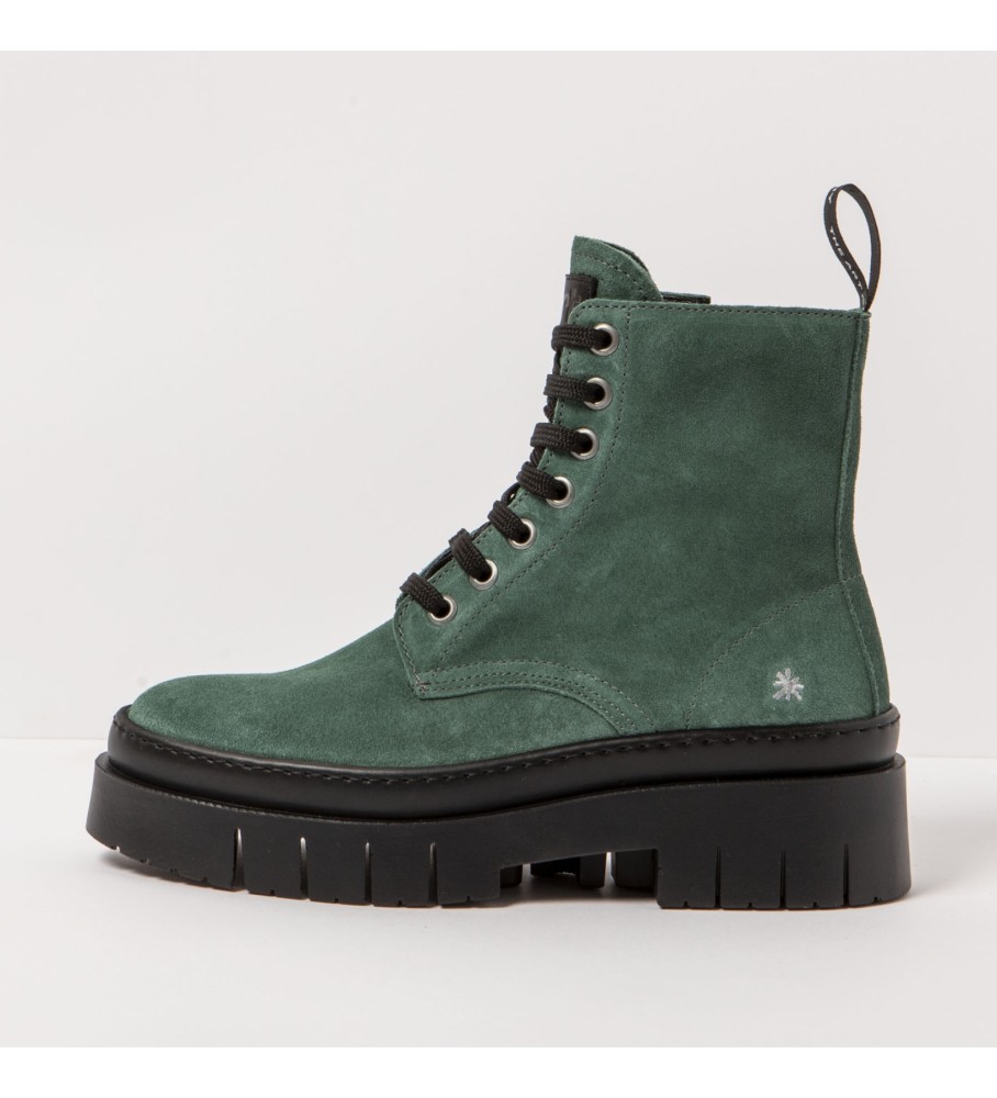Art für Damen. 11953S1UM003_0G3 Lederstiefeletten 1953S Seidenwildleder Alpine/Amberes (36), Wohnung, 1 bis 3 cm, Lässig, Grün
