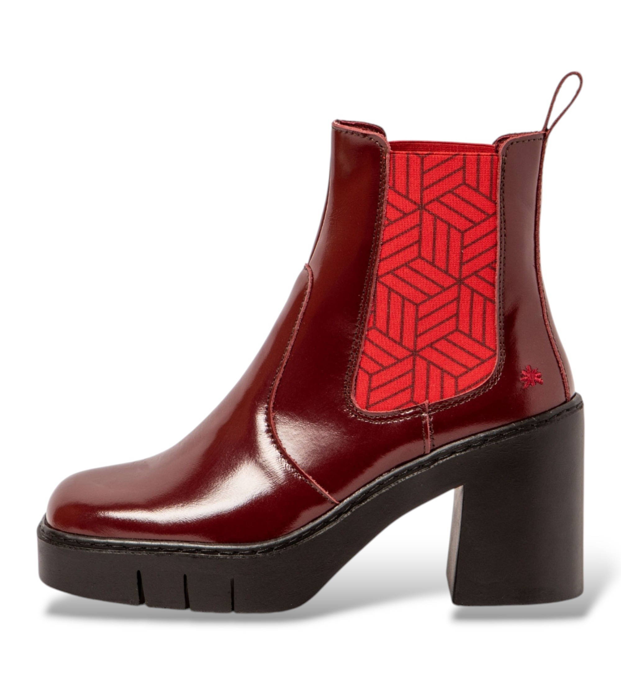 Art für Damen. 119831167003_008 Lederstiefeletten 1983 Berna burgunderrot (40), 8 bis 10 cm, Keine, Lässig, Party
