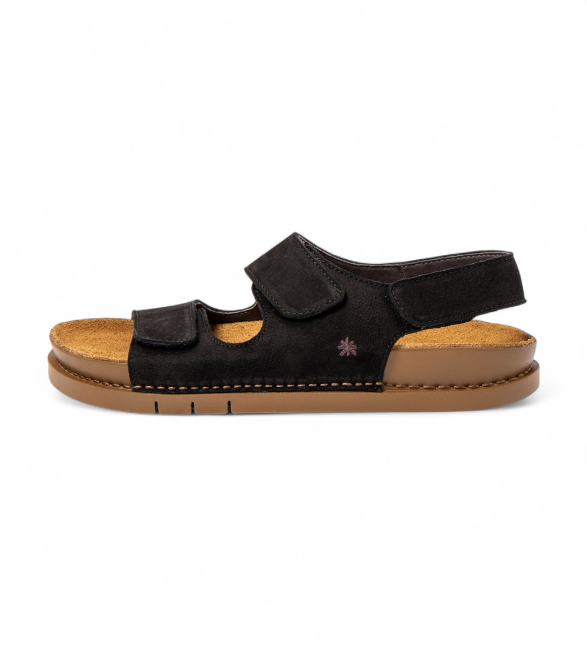 Artunisex. 120231101003_001 Leren sandalen 2023 Kassel zwart (44), Leer, Plat, Klittenband, Casual