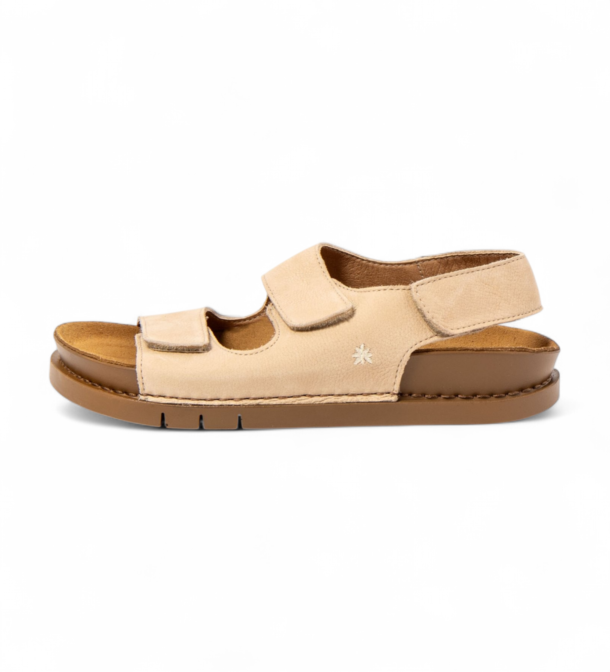Artunisex. 1202311ZZ003_020 Leren sandalen 2023 Kassel beige (42), Leer, Plat, Klittenband, Casual
