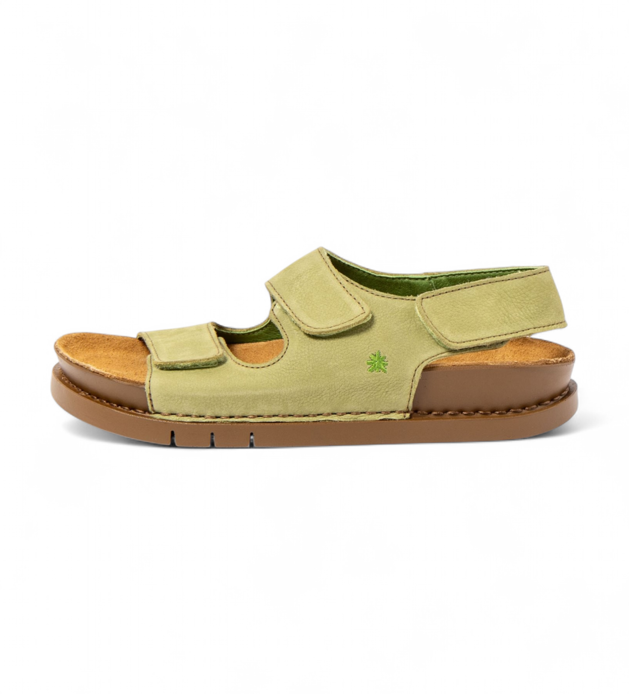 Artunisex. 1202311G1003_0G3 Leren sandalen 2023 Kassel groen (45), Leer, Plat, Klittenband, Casual