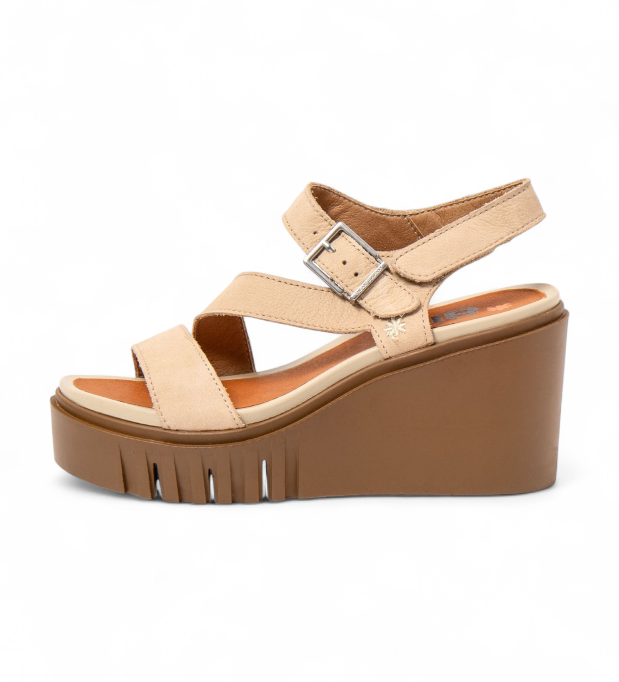 Artvoor vrouwen. 1208012GA003_0MU Leren sandalen 2080 Catania beige (40), Leer, 8 tot 10 cm, Gesp, Casual