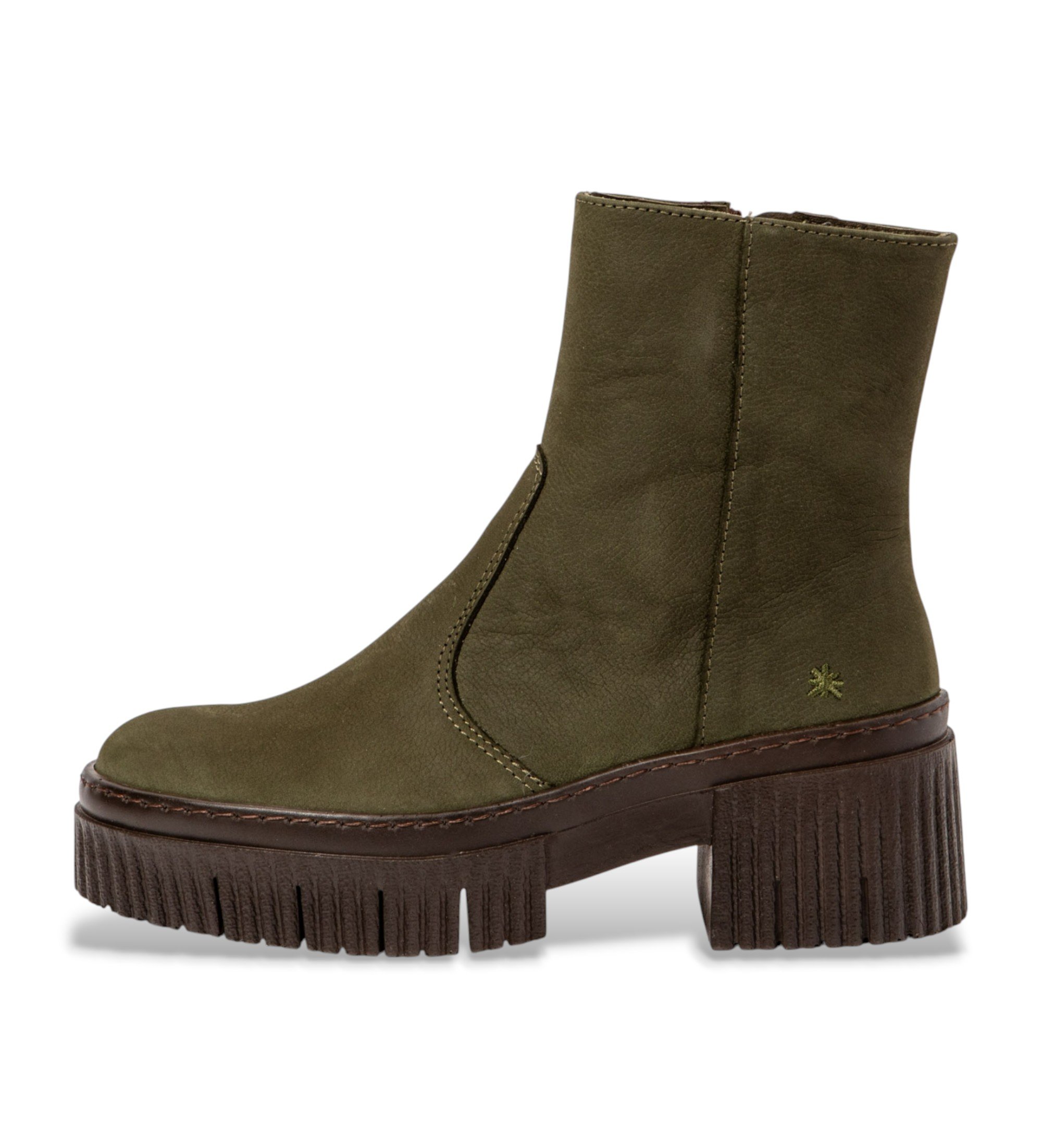 Art für Damen. 113741222003_0G3 Lederstiefeletten 1374 grün (41), 3 bis 5 cm, Reißverschluss, Lässig