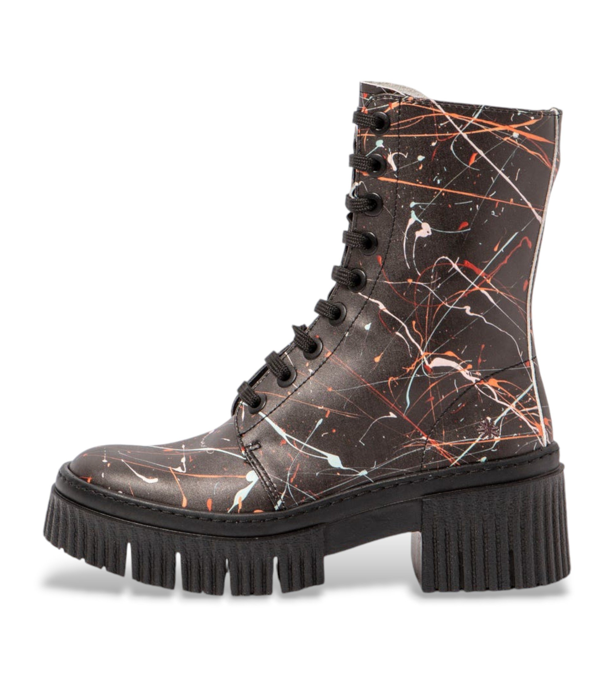Art für Damen. 11375F126003_ESP Lederstiefeletten 1375F schwarz (42), 3 bis 5 cm, Schnürsenkel, Reißverschluss, Lässig