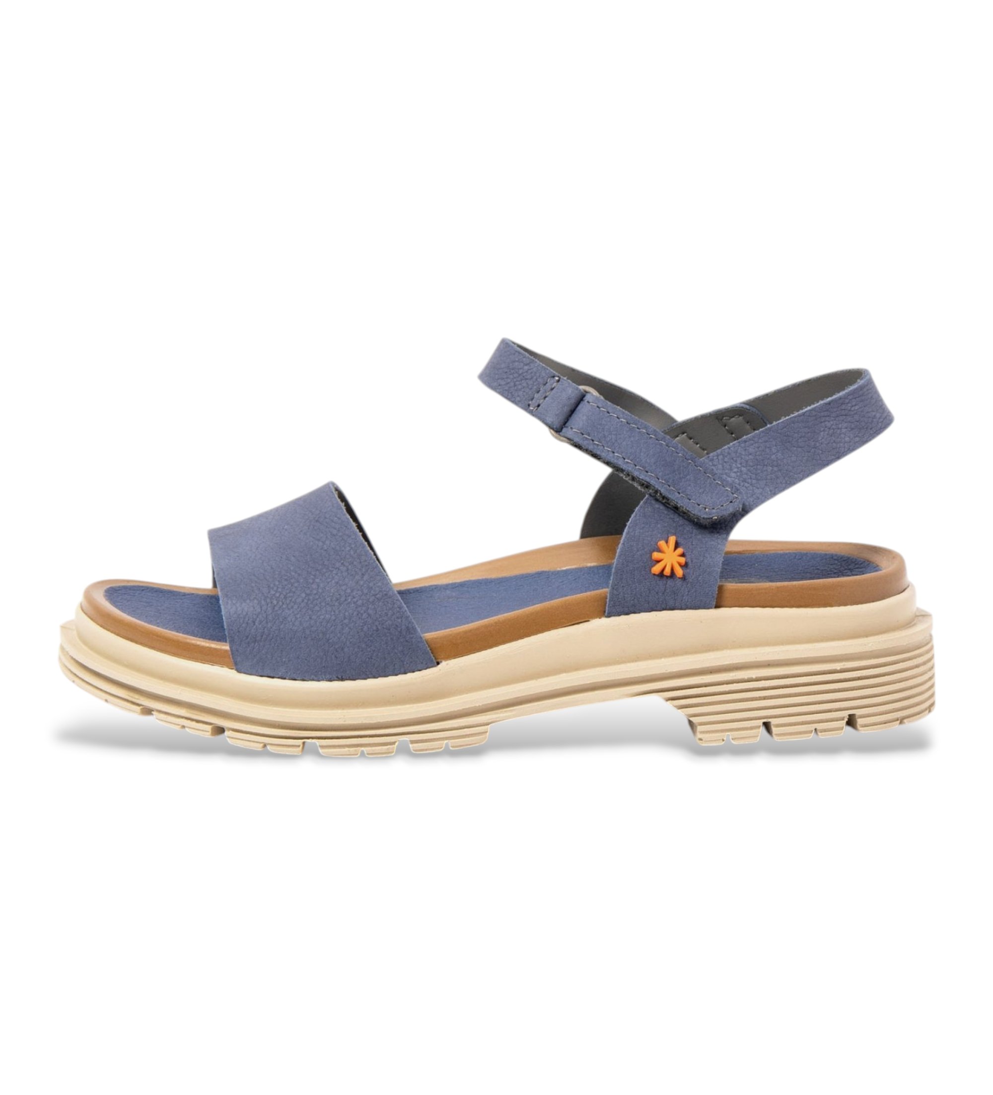 Artvoor vrouwen. 1154831NF003_0B0 Blauwe leren sandalen 1548 (41), Leer, 3 tot 5 cm, Klittenband, Casual