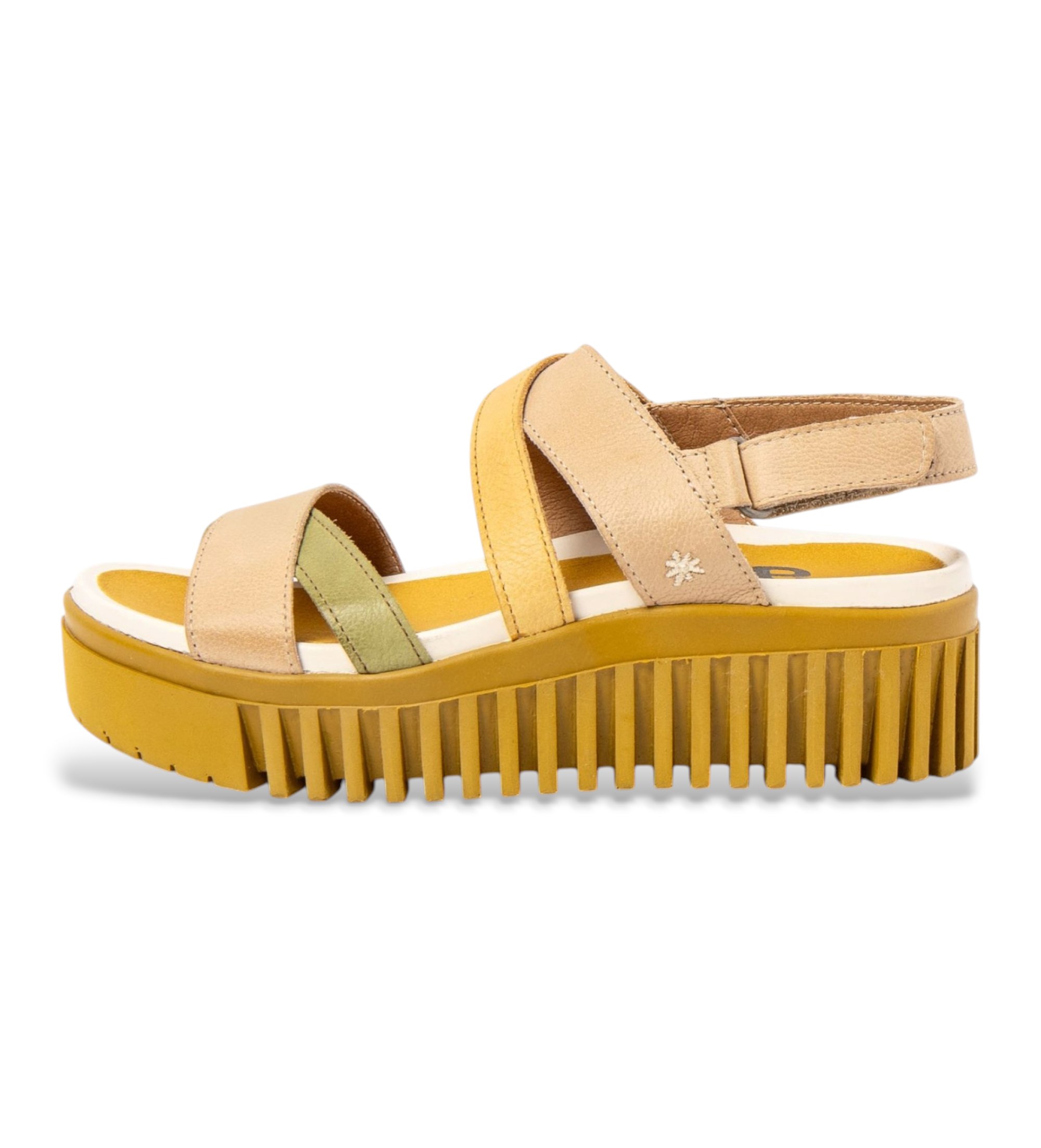 Art für Damen. 1167611Z2003_0MU Brighton gelbe Ledersandalen (41), 3 bis 5 cm, Klettverschluss, Lässig, Mehrfarbig