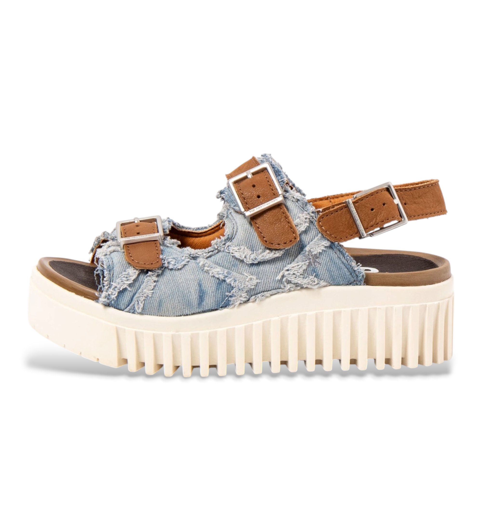 Art für Damen. 11677S1H7003_0MU Blaue Brighton Ledersandalen (39), Stoff, 3 bis 5 cm, Schnalle, Lässig, Mehrfarbig