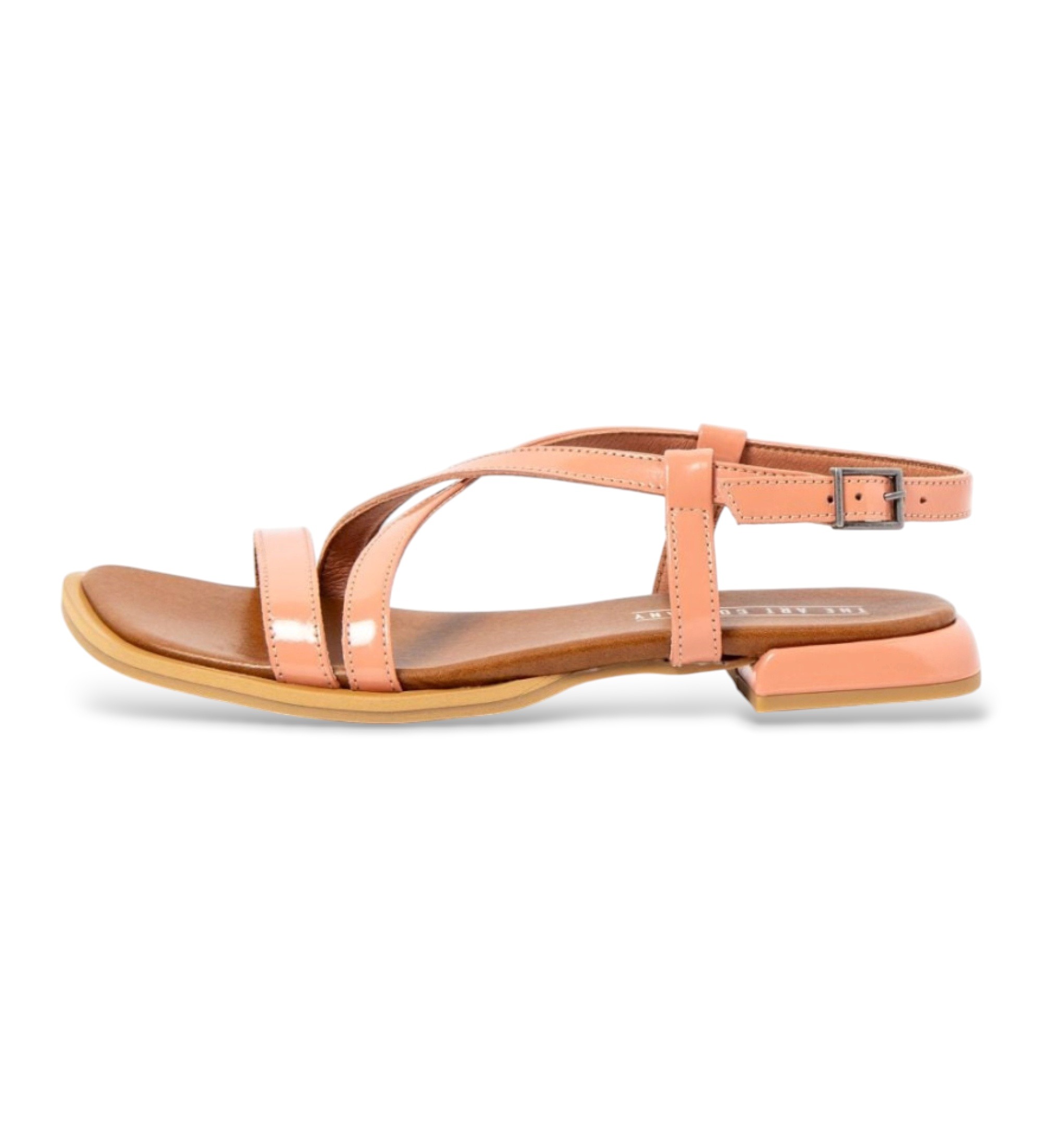 Art für Damen. 1200111AX003_ESP Ledersandalen 2001 Bergamo orange (38), Wohnung, 1 bis 3 cm, Schnalle, Lässig