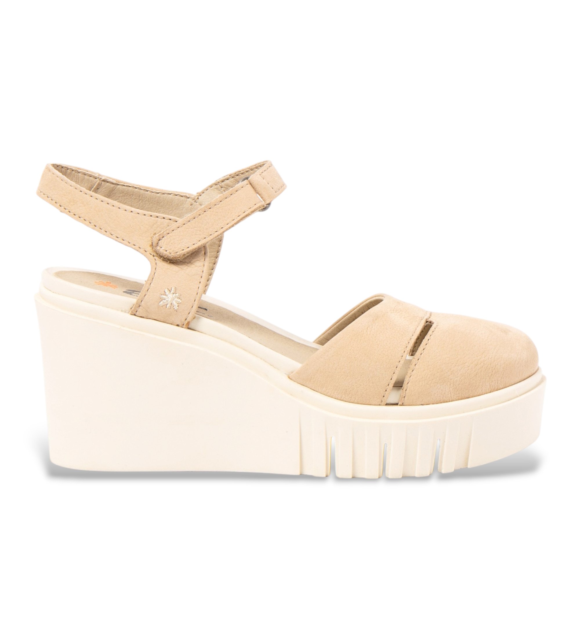 Art für Damen. 1208311ZZ003_020 Ledersandalen 2083 Catania beige (40), 8 bis 10 cm, Klettverschluss, Lässig