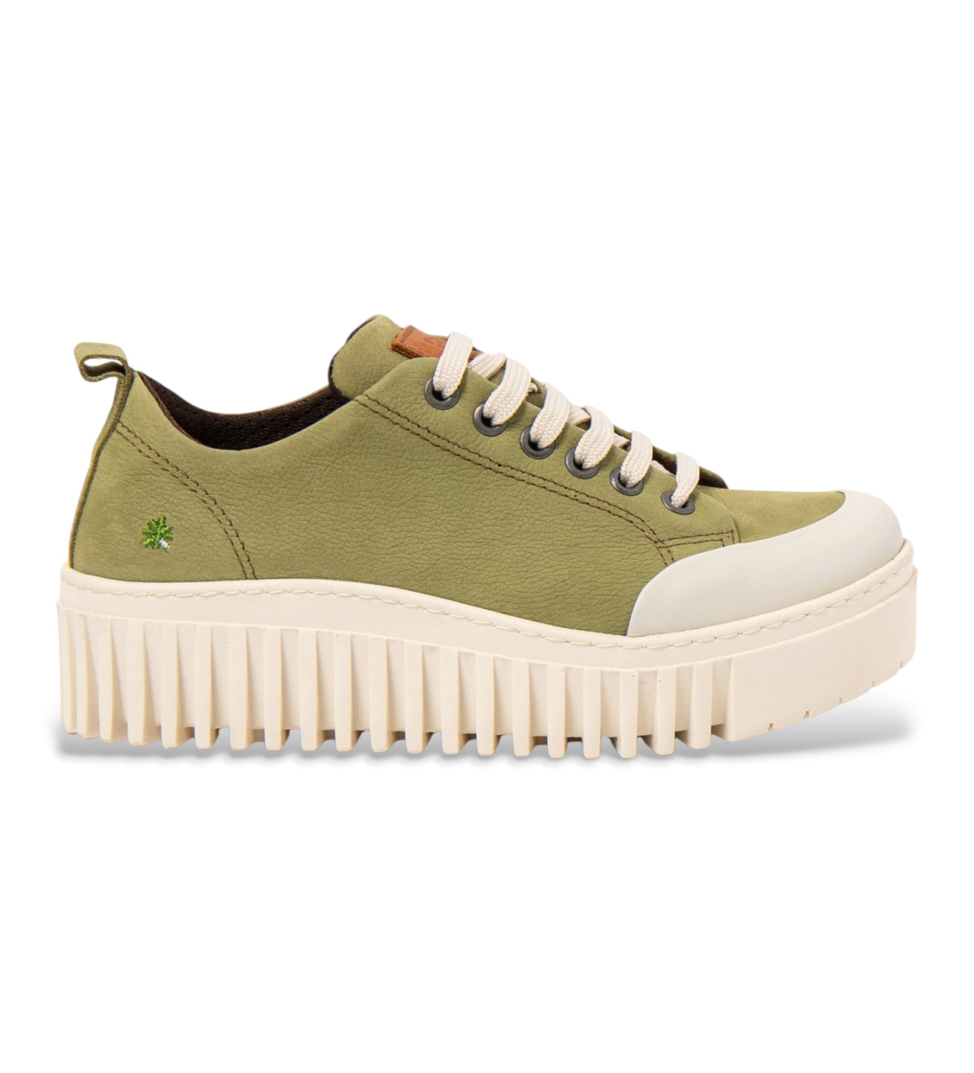 Art für Damen. 1153517G1003_0G3 Turnschuhe 1534S Brighton aus grünem Leder (42), 3 bis 5 cm, Schnürsenkel, Lässig