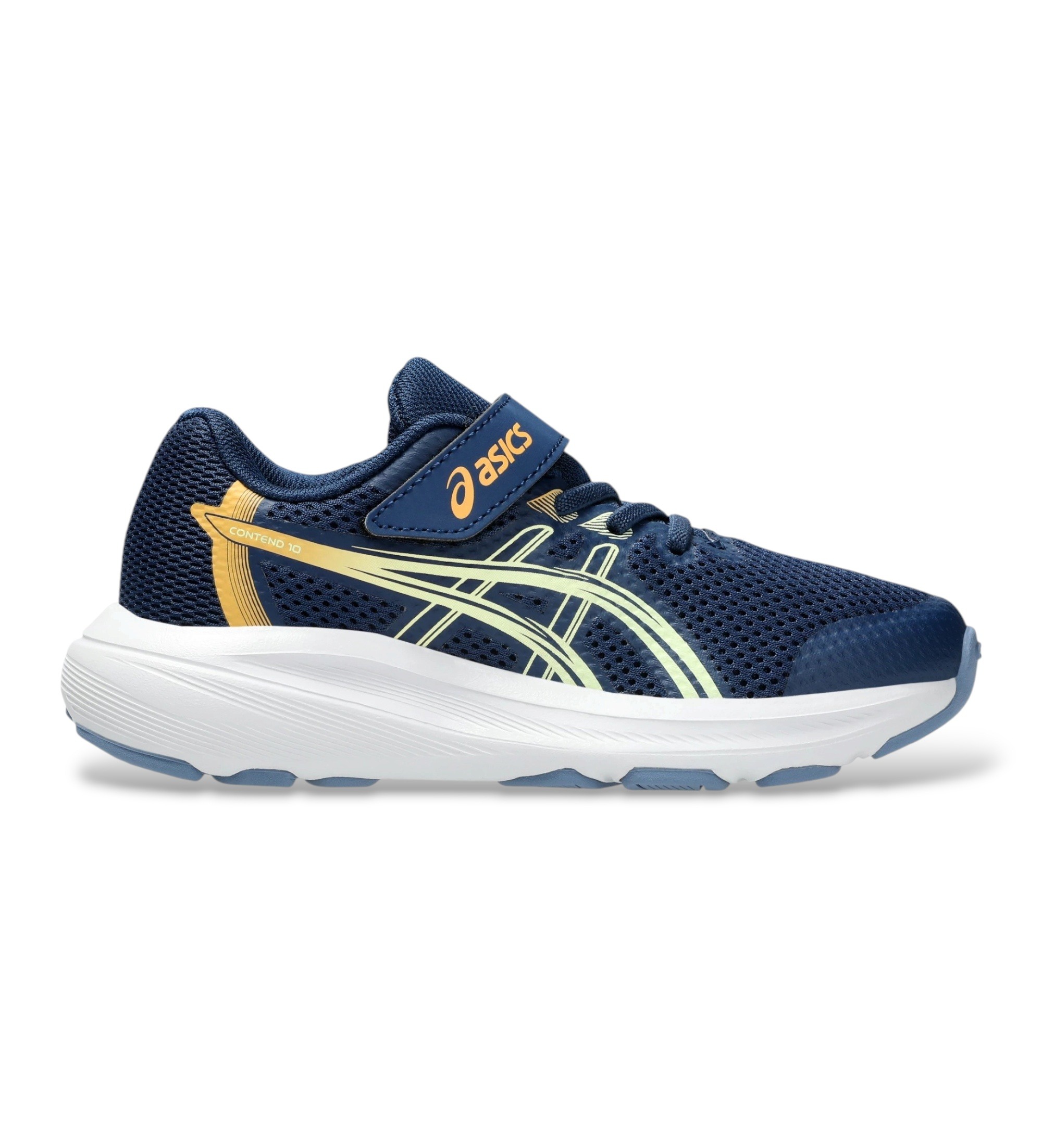 Asics Unisex für Kinder. 1014A394 Sneakers Contend 10 PS marineblau (33.5), Wohnung, Klettverschluss, Lässig, Kinderbekleidung