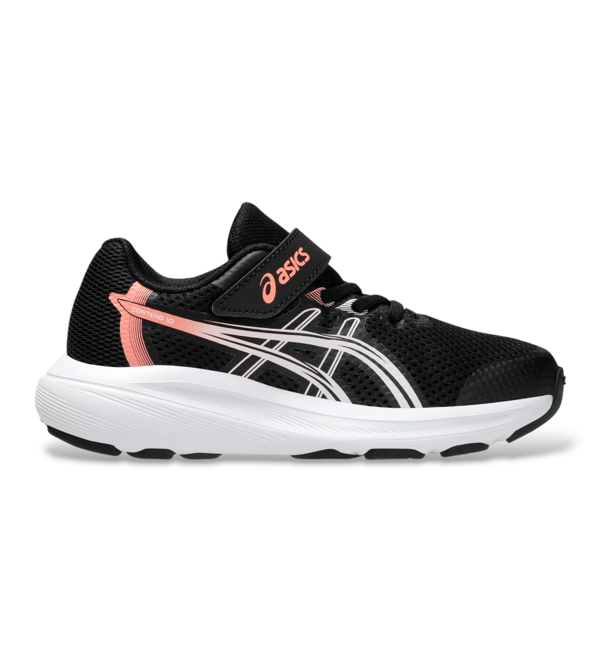 Asics Unisex für Kinder. 1014A394 Sneaker Contend 10 PS schwarz (33), Wohnung, Klettverschluss, Lässig, Kinderbekleidung