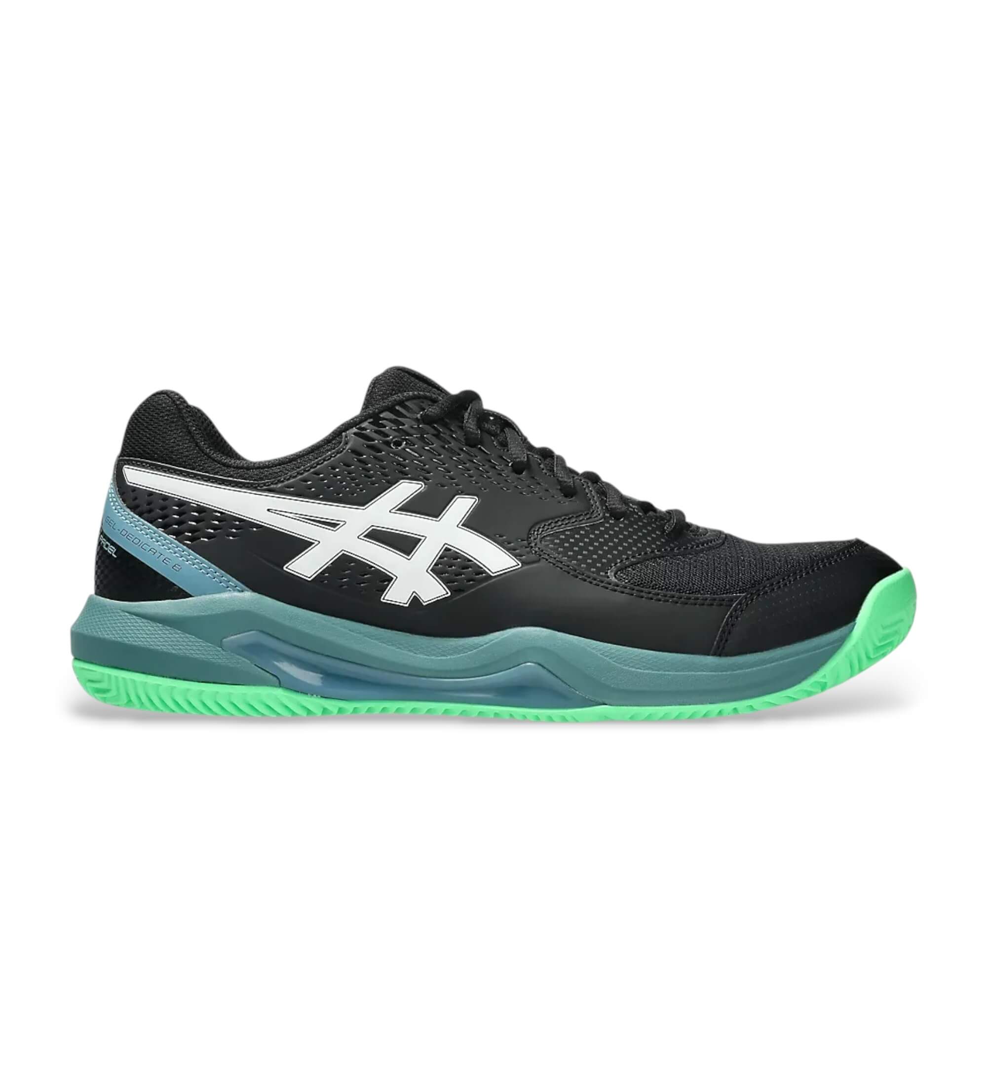 Asics für Herren. 1041A414 Gel-Dedicate 8 Padel Schuhe schwarz, grün (40.5), Wohnung, Schnürsenkel, Lässig, Sportlich, Multisport