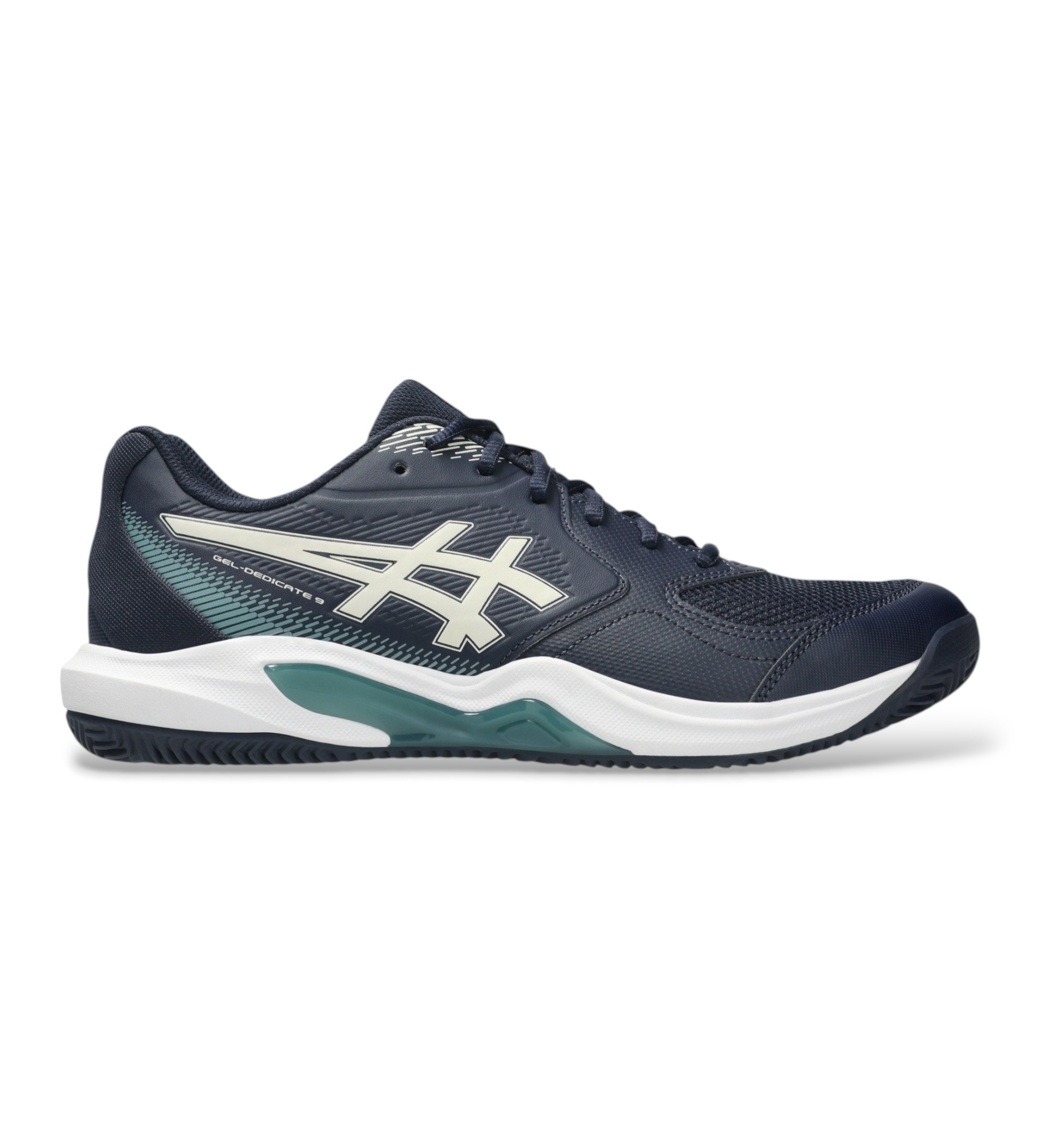 Asics für Herren. 1041A547 Sneaker GEL-Dedicate 9 Clay marineblau (42), Wohnung, Schnürsenkel, Lässig, Sportlich, Masche