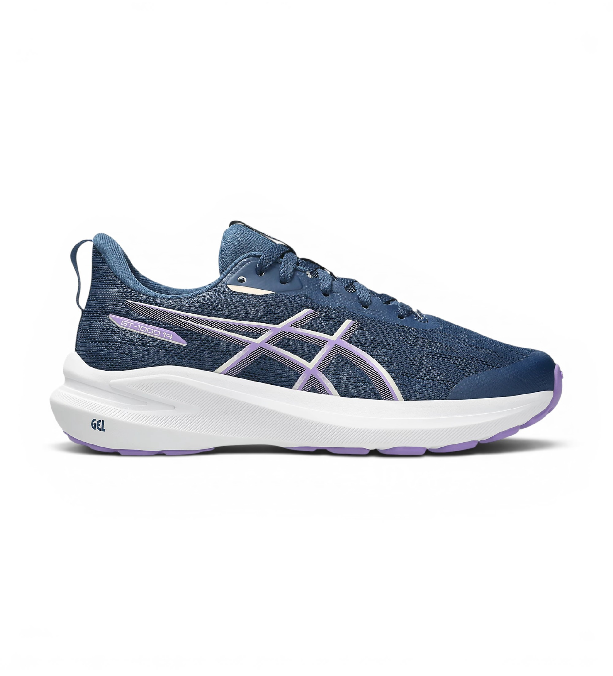 Asics für Frauen/Mädchen. 1014A382 Sneaker GT-1000 14 GS marineblau (7USA=40), Wohnung, Schnürsenkel, Lässig, Sportlich, Multisport, Kinderb
