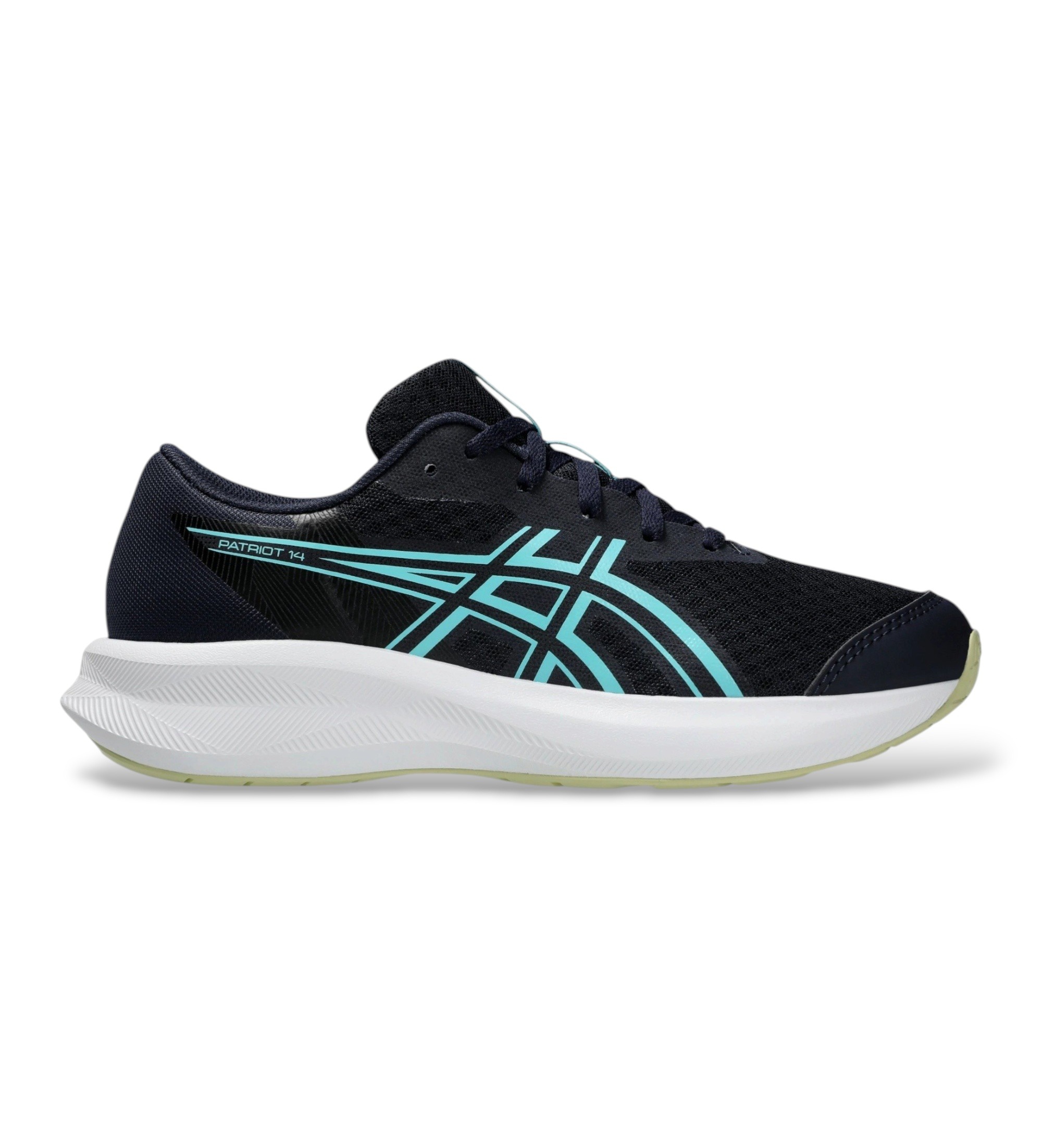 Asics für Frauen/Mädchen. 1014A392 Sneaker Patriot 14 GS Marineblau (3.5USA=35.5), Wohnung, Schnürsenkel, Lässig, Sportlich, Laufen, Multisp