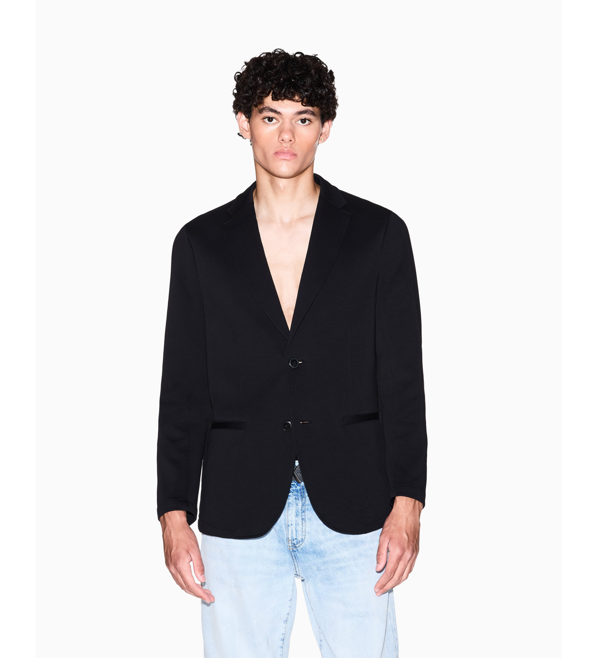 A|X Armani Exchange für Herren. XM001303AF10818UC001 Zwei-Knopf-Jacke schwarz (S), Lässig, Party, Baumwolle, Klassisch, Langarm