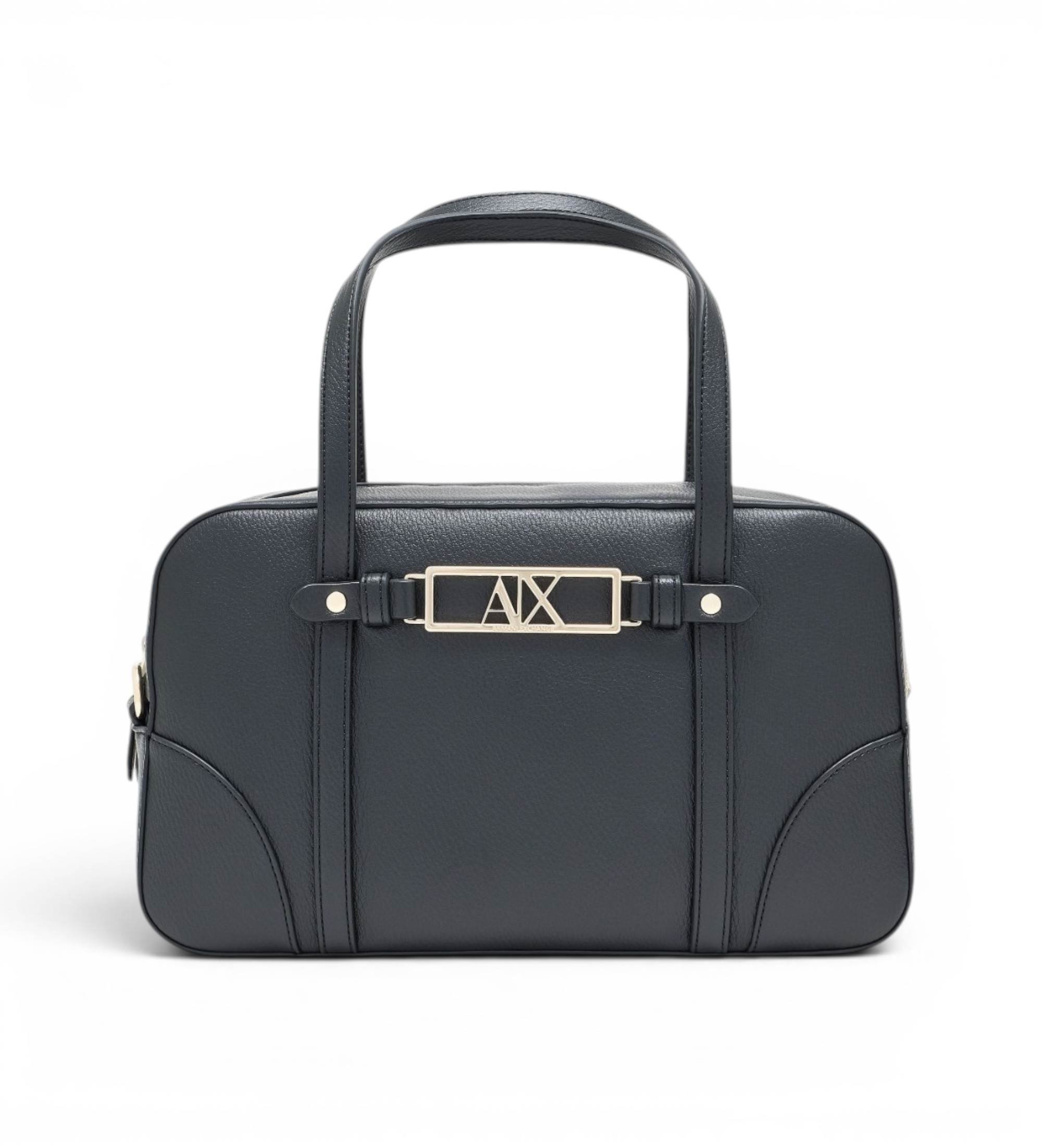 A|X Armani Exchange für Damen. XW002610AF15632UC010 Texturierte Handtasche mit doppeltem Griff und abnehmbarem Riemen schwarz (OSFA), Lässig