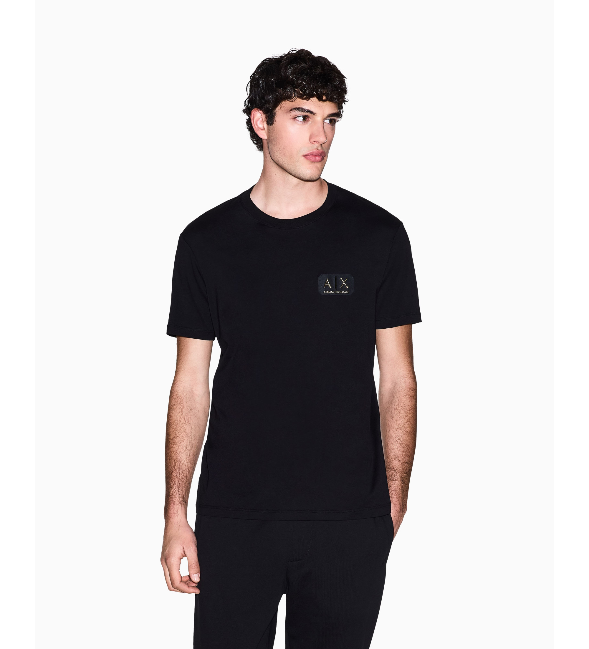 A|X Armani Exchange für Herren. XM002178AF12308UC001 Regular Fit Logo-T-Shirt schwarz (M), Lässig, Baumwolle, Kurzarm