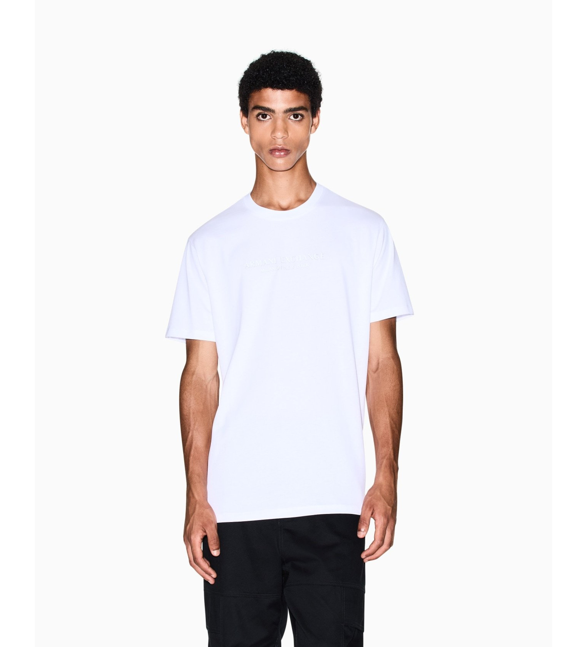 A|X Armani Exchange für Herren. XM001280AF10361U0002 Normales T-Shirt mit weißem Logo (M), Lässig, Baumwolle, Kurzarm
