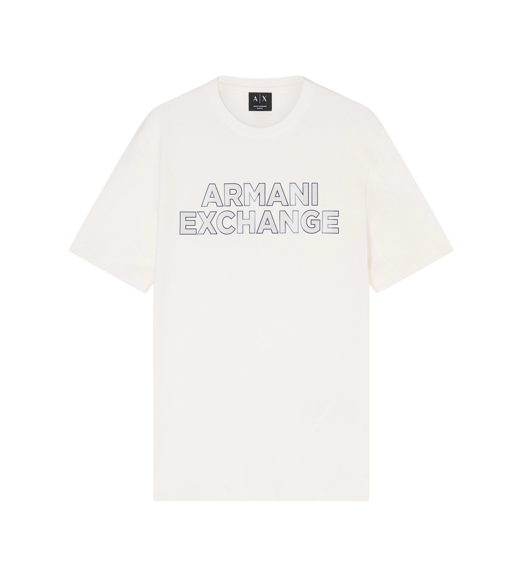 A|X Armani Exchange für Herren. XM002413AF10361U0009 Schmal geschnittenes T-Shirt aus cremefarbener Baumwolle (XL), Weiß, Lässig, Kurzarm