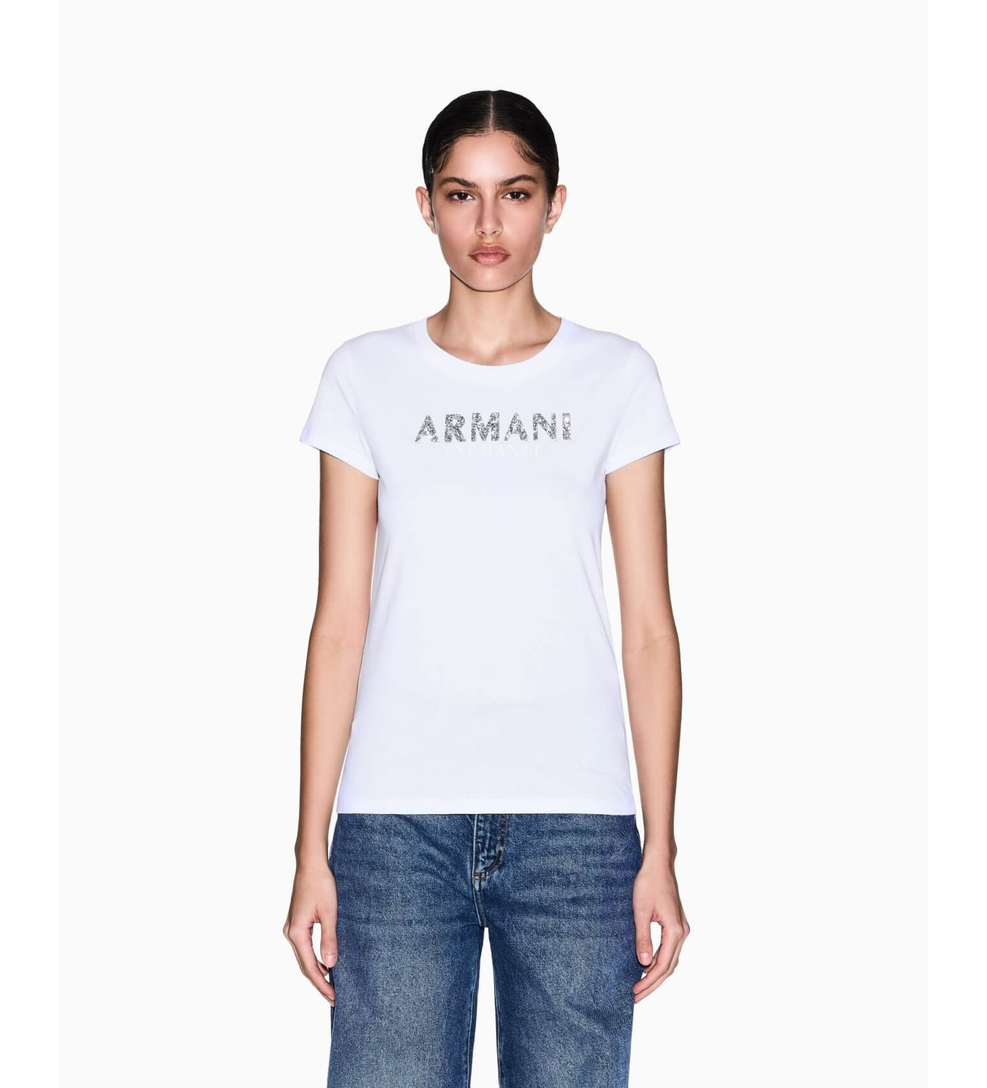 A|X Armani Exchange für Damen. XW002106AF10356U0002 Slim Fit T-shirt weiß (M), Lässig, Baumwolle, Kurzarm