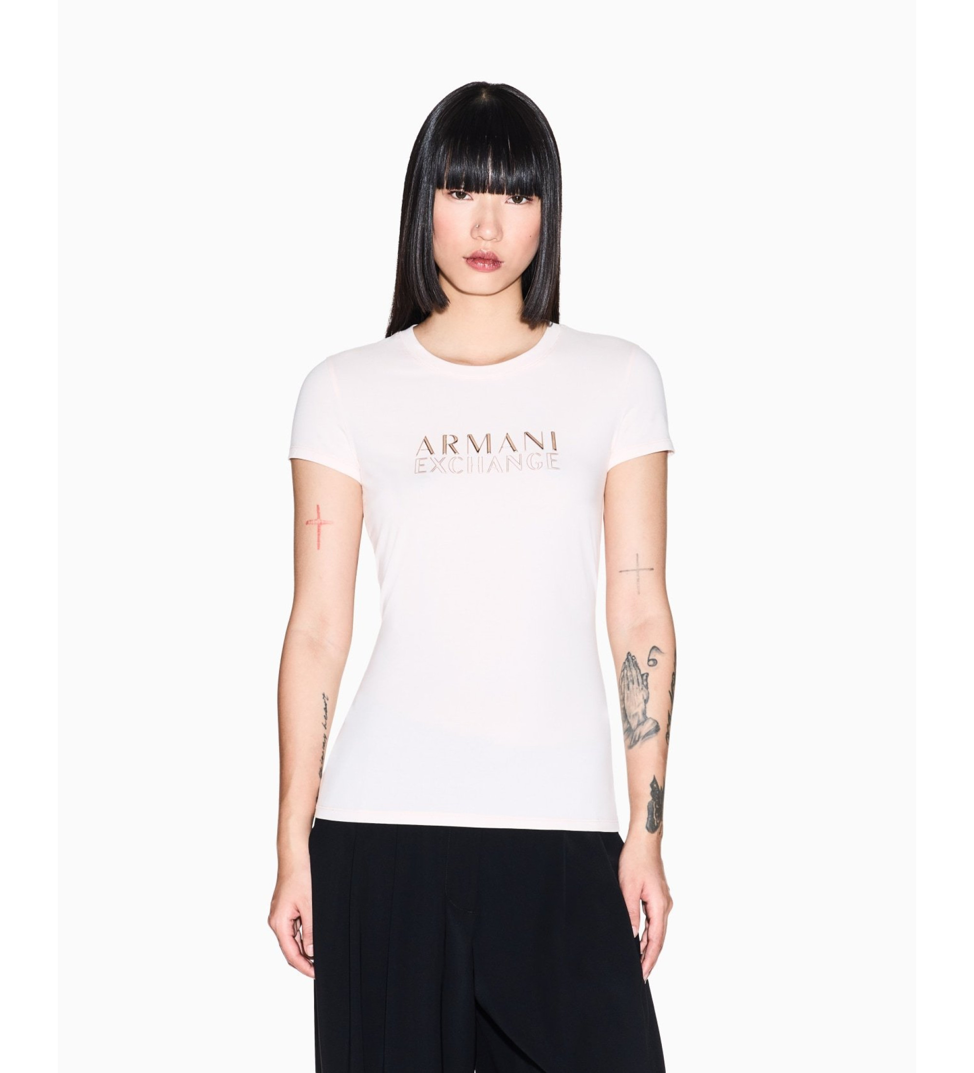 A|X Armani Exchange für Damen. XW001837AF16294U4104 Slim Fit T-Shirt rosa (M), Lässig, Baumwolle, Kurzarm