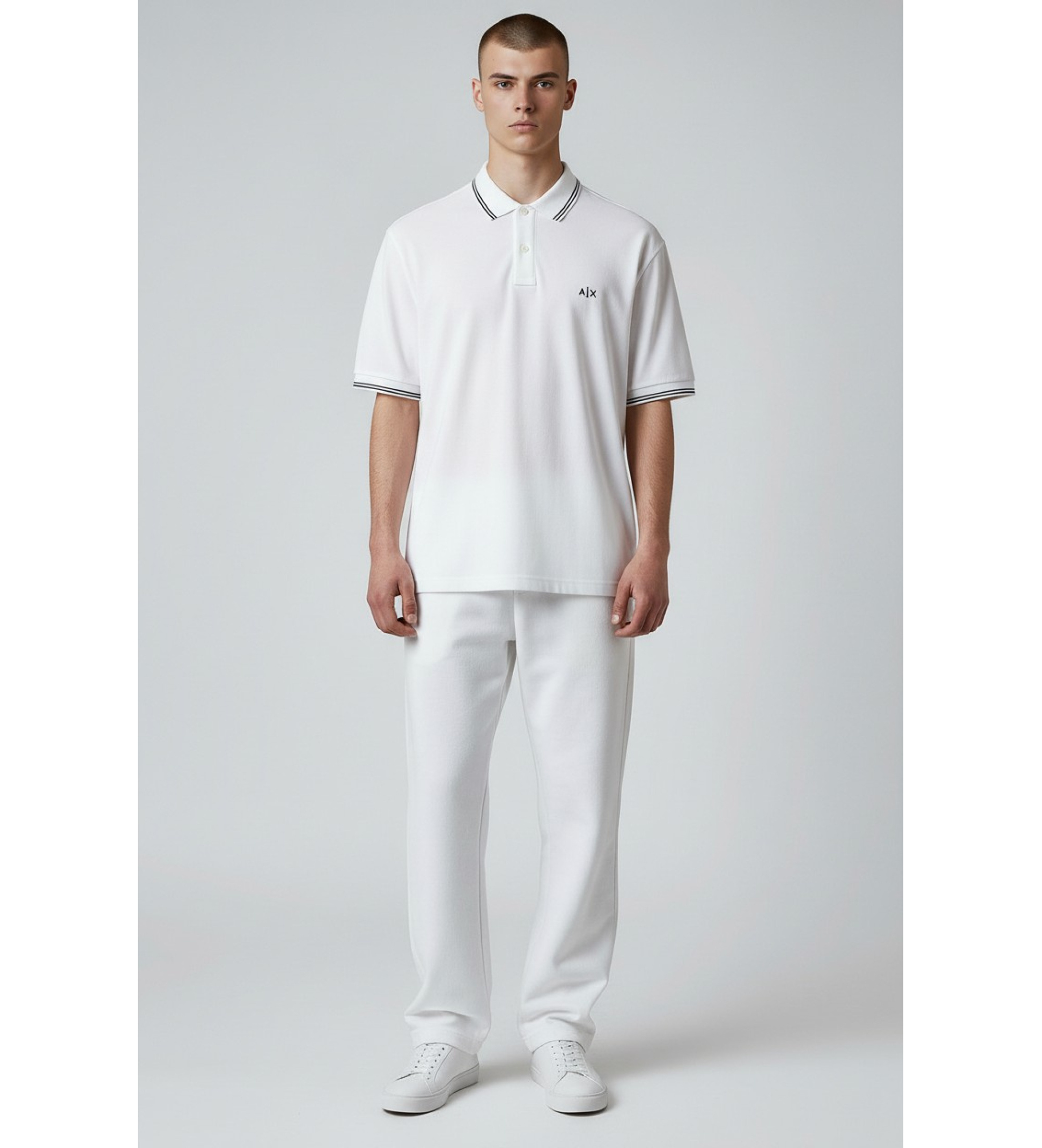 A|X Armani Exchange für Herren. XM001287AF17321U0009 Polo Classic weiß (M), Baumwolle, Klassisch, Kurzarm