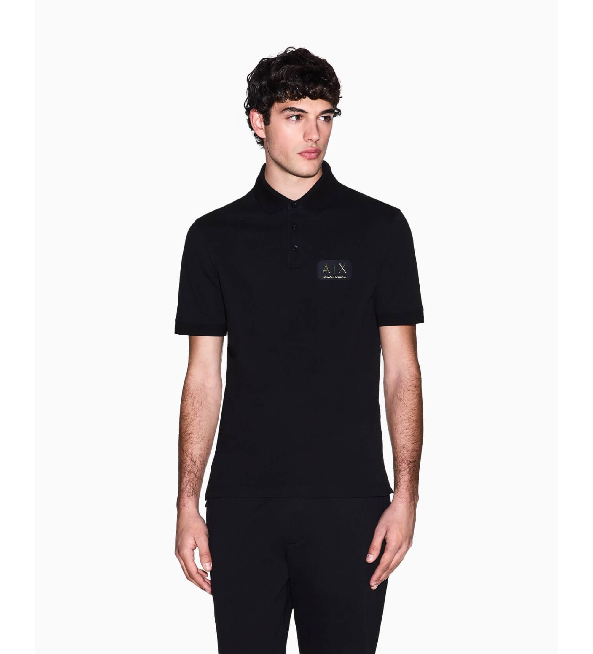 A|X Armani Exchange für Herren. XM002231AF10366UC001 Schwarzes Baumwoll-Poloshirt (XL), Lässig, Baumwolle, Kurzarm