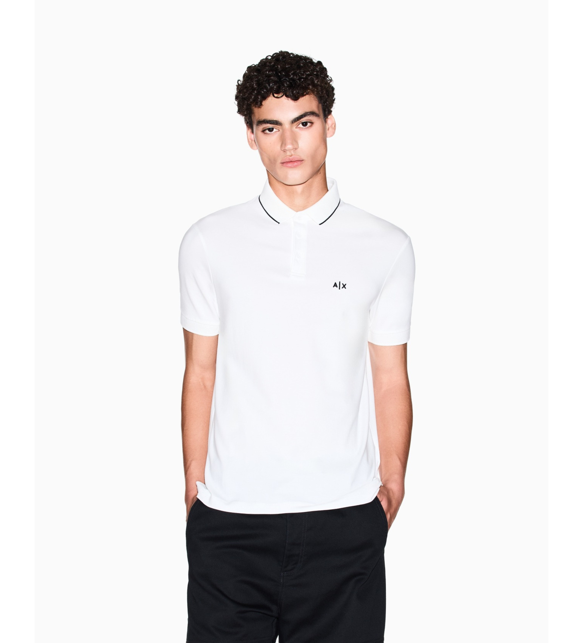 A|X Armani Exchange für Herren. XM001289AF10363U0009 Maßgeschneidertes Polo (XL), Weiß, Lässig, Baumwolle, Kurzarm